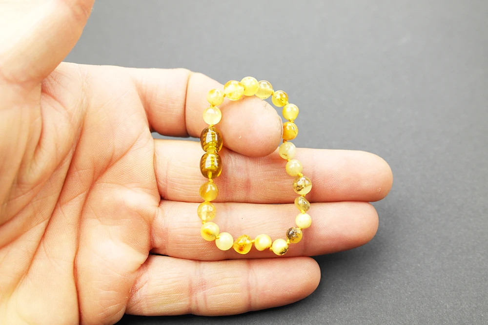 Fosilli  Damla Kehribar Bebek Bileklik