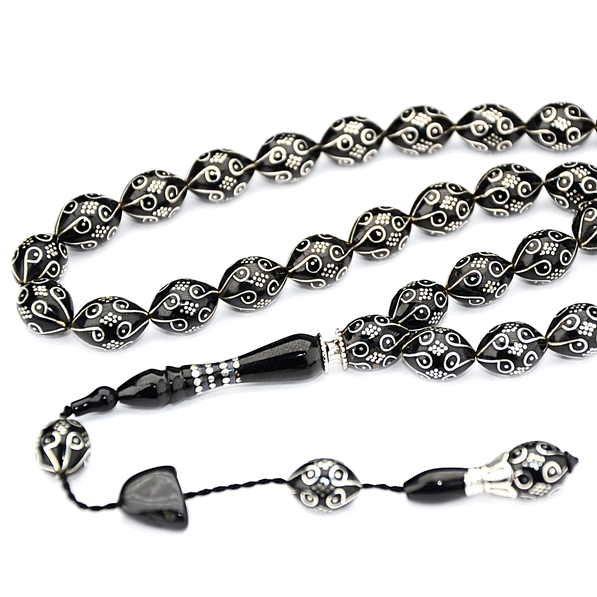 Oltu Taşı Ötr İşleme On İkili Damal İşlemeli Tespih