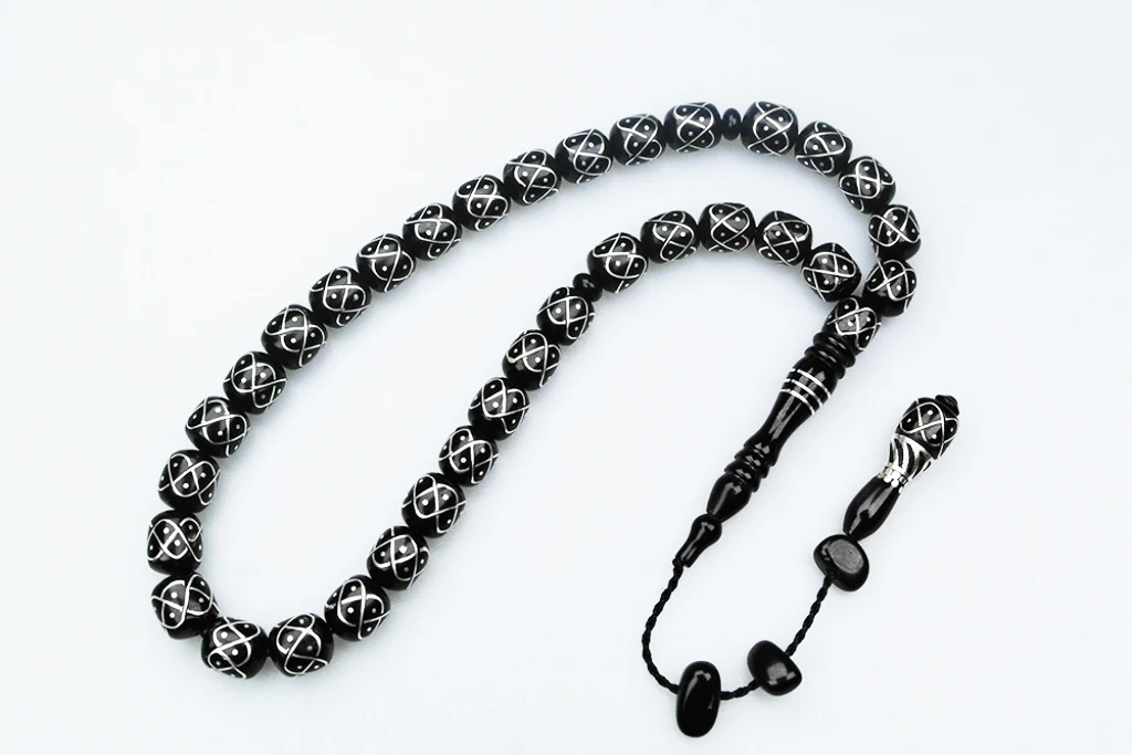 Oltu Taşı Örgü Model İşlemeli Tespih