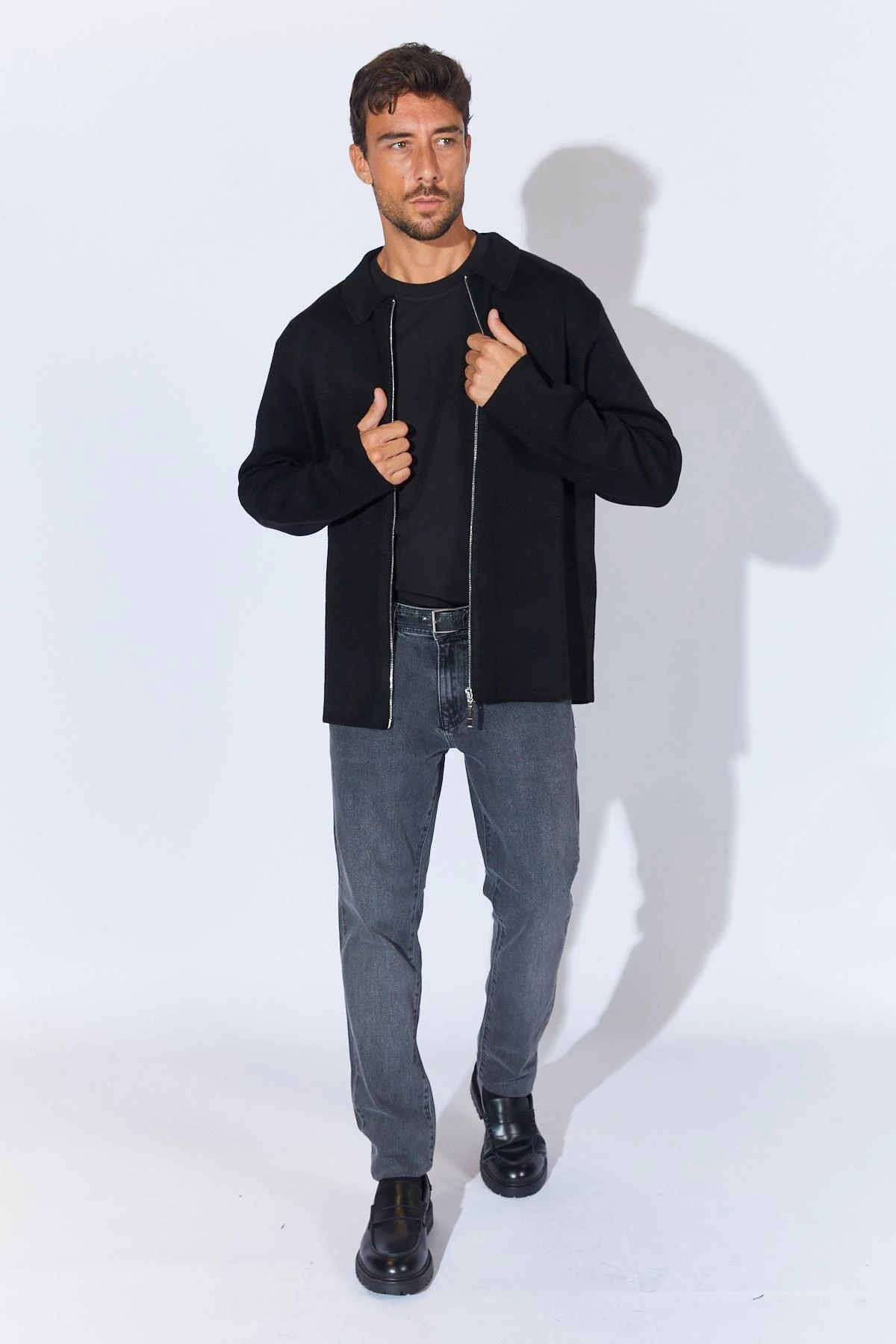 Erkek Double Face Akrilik Fermuarlı Hırka