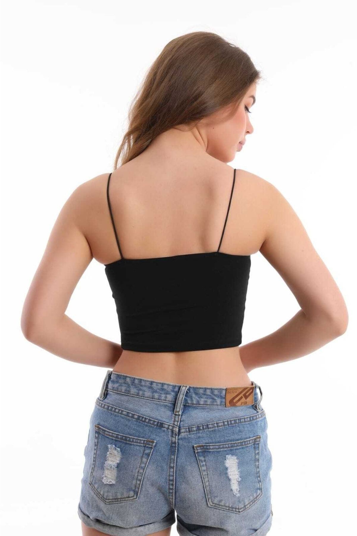Kadın Spagetti Askılı Full Likralı Crop Atlet