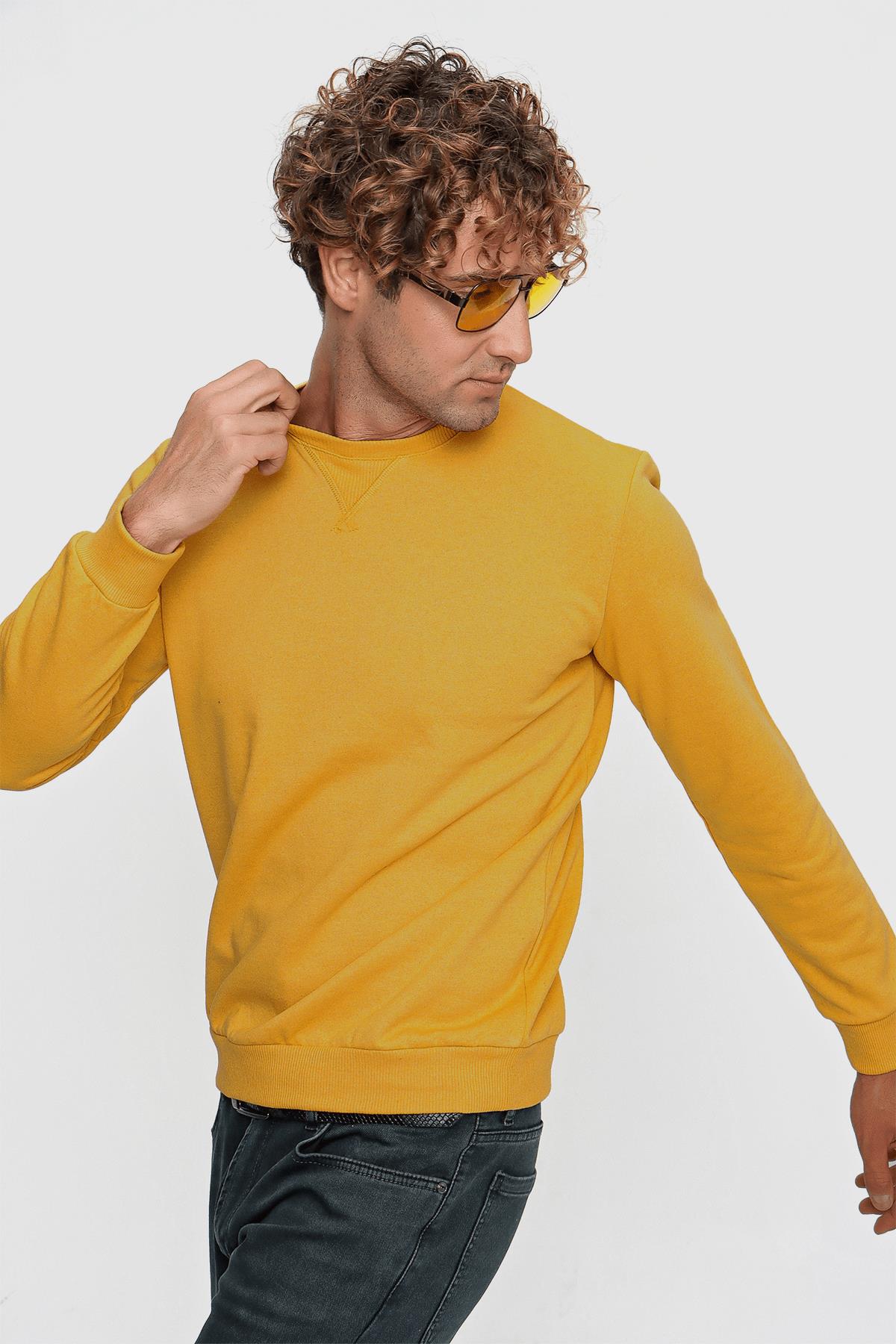 Erkek (22-7781) Bisiklet Yaka Basic Üç İp Sweatshirt