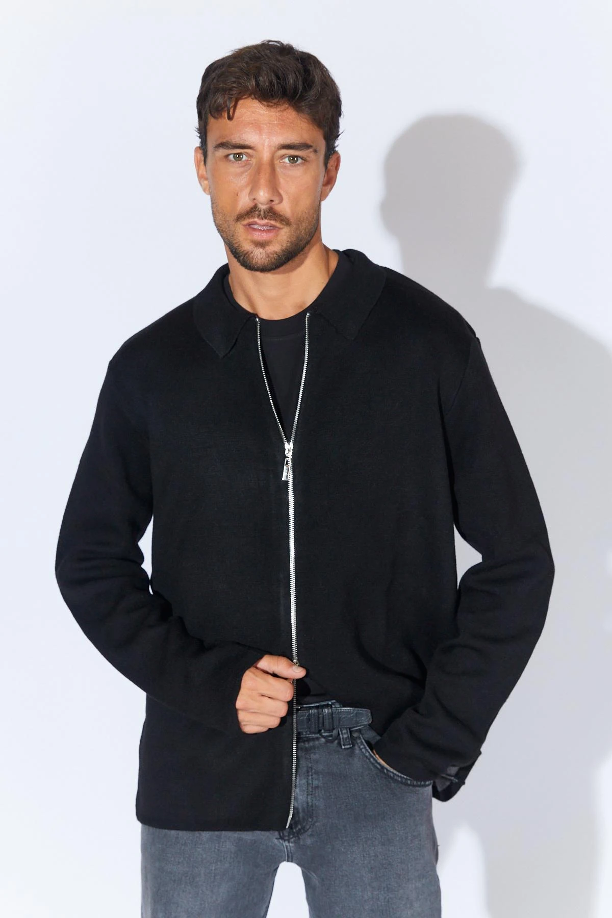 Erkek Double Face Akrilik Fermuarlı Hırka