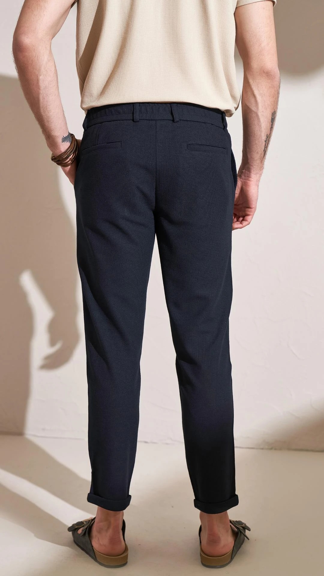 Erkek Beli Yarım Lastikli Double Paça Nida Pantolon