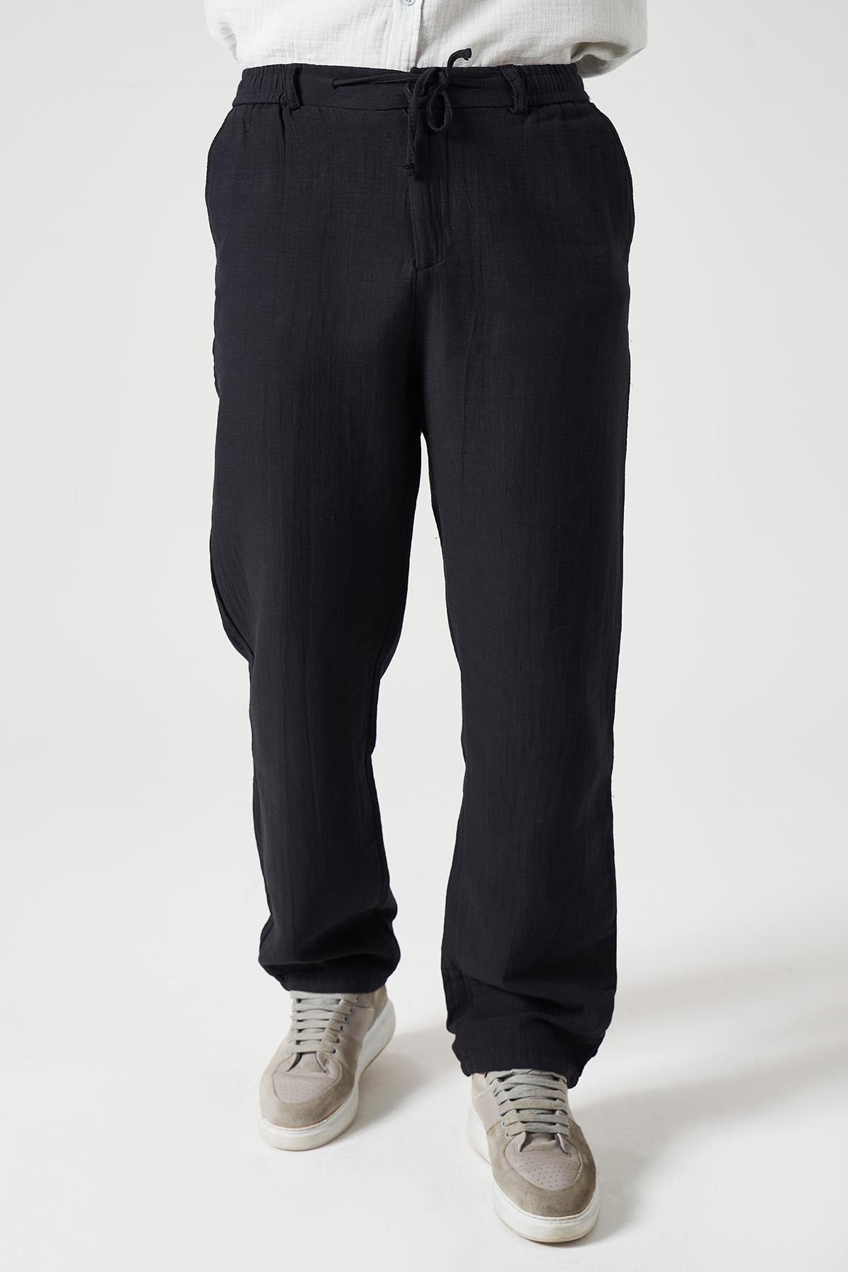 Erkek Beli Lastikli Baggy Müslin Heavy Marlin  Pantolon