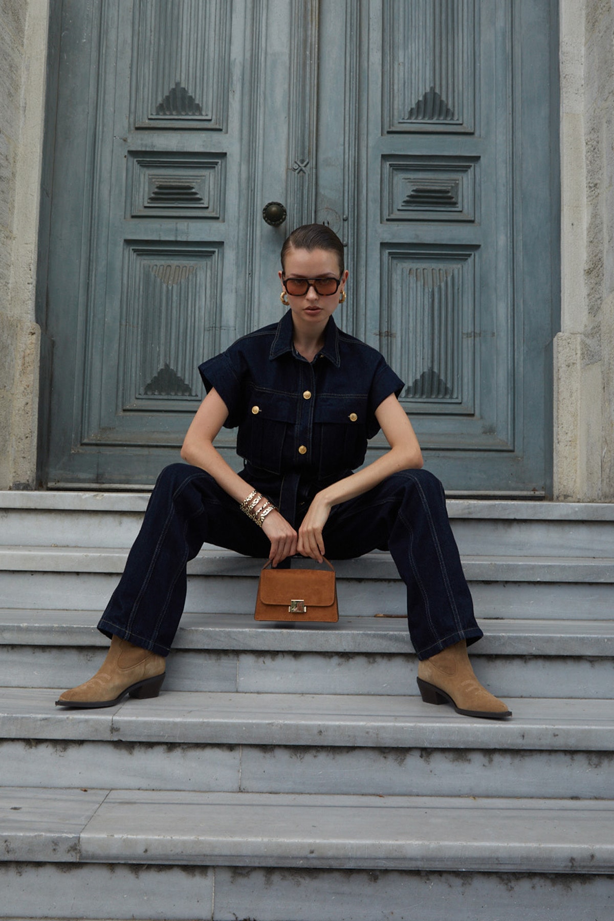 Kadın Beş Cepli Palazzo Jean Pantolon