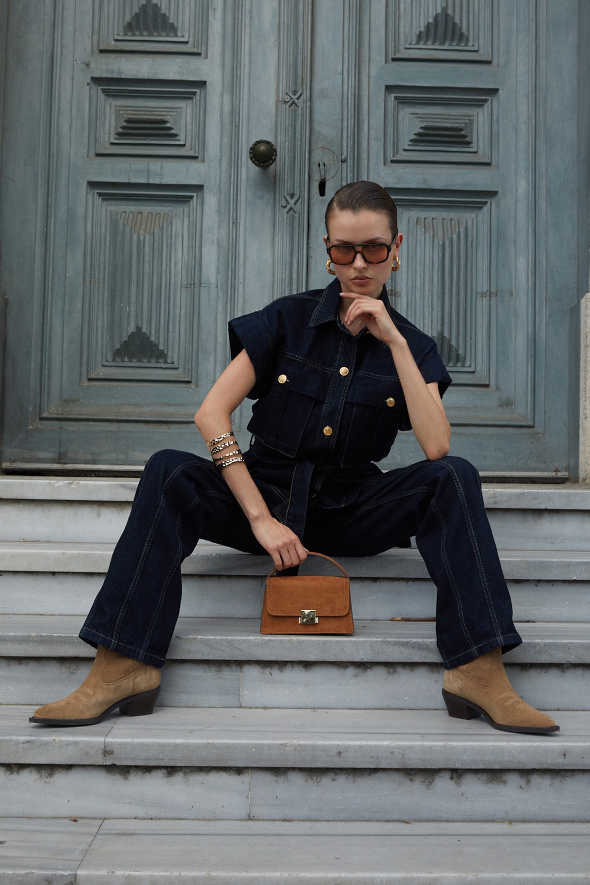 Kadın Beş Cepli Palazzo Jean Pantolon