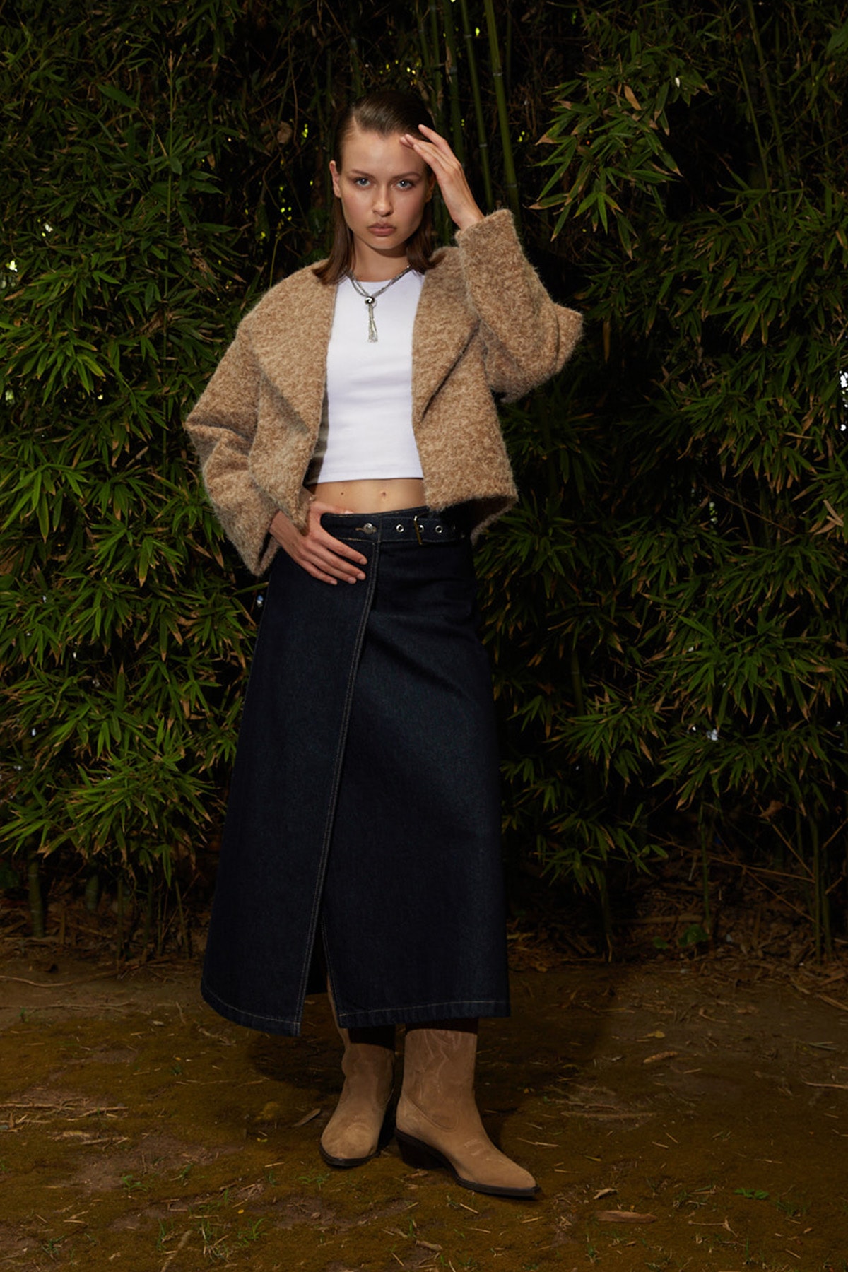 Kadın Yan Tokalı Anvalop Jean Etek