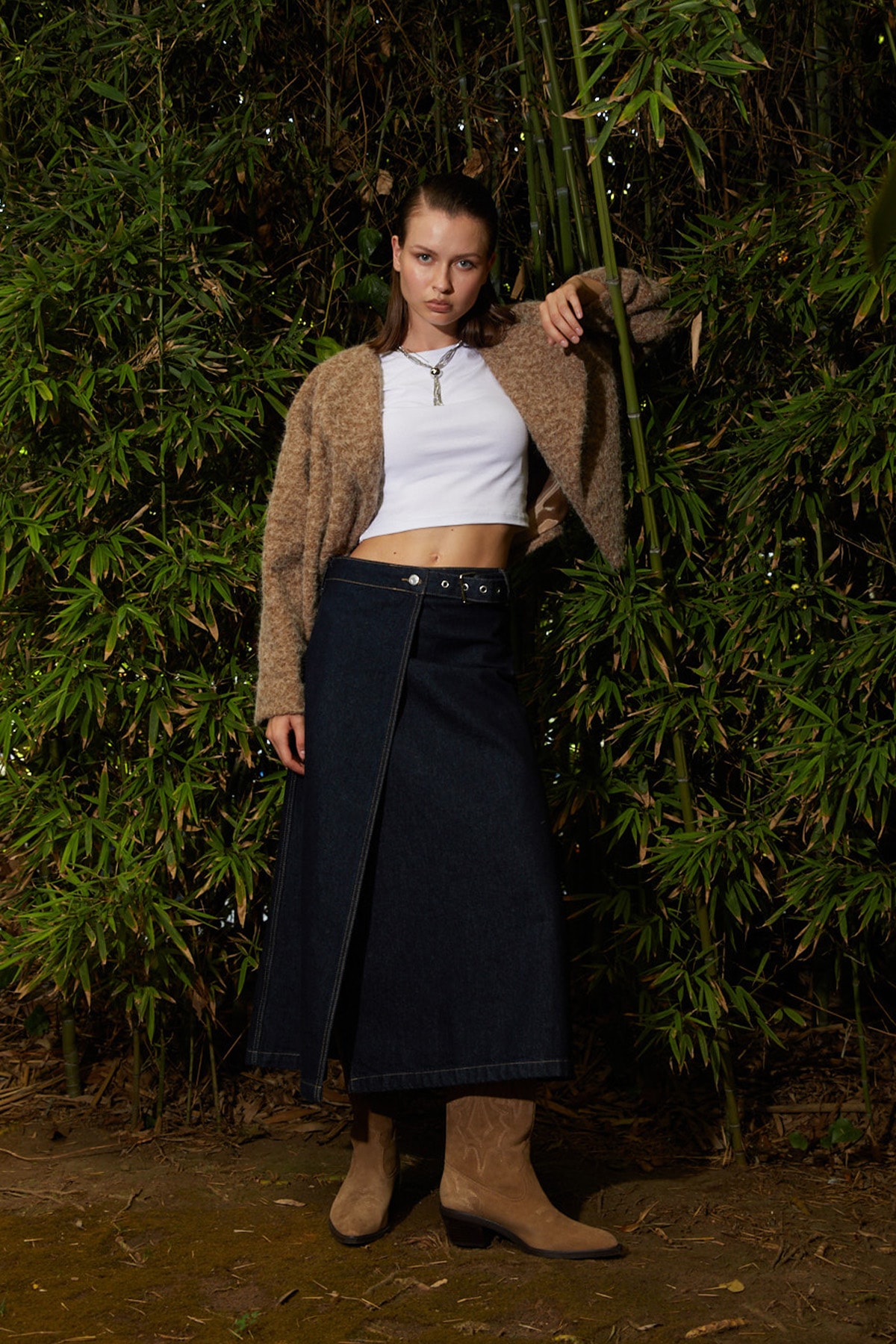 Kadın Yan Tokalı Anvalop Jean Etek