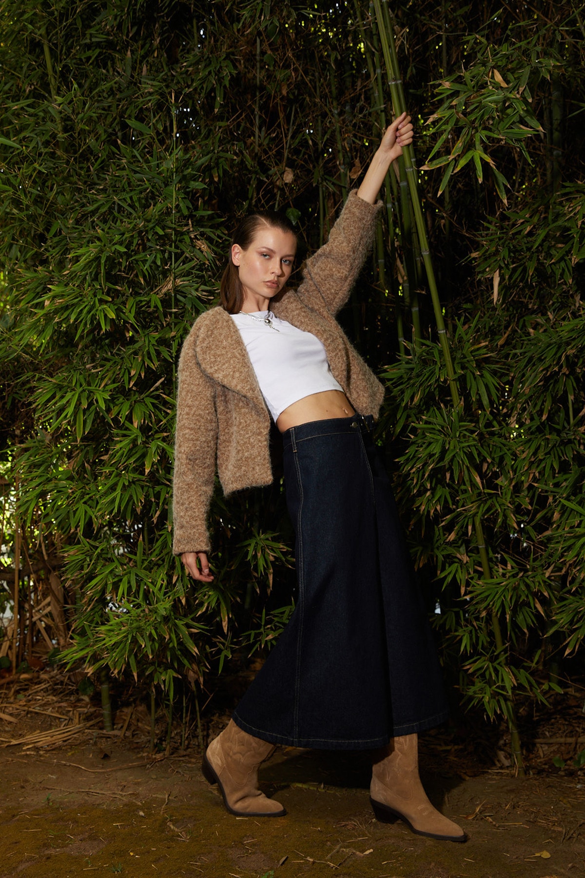 Kadın Yan Tokalı Anvalop Jean Etek