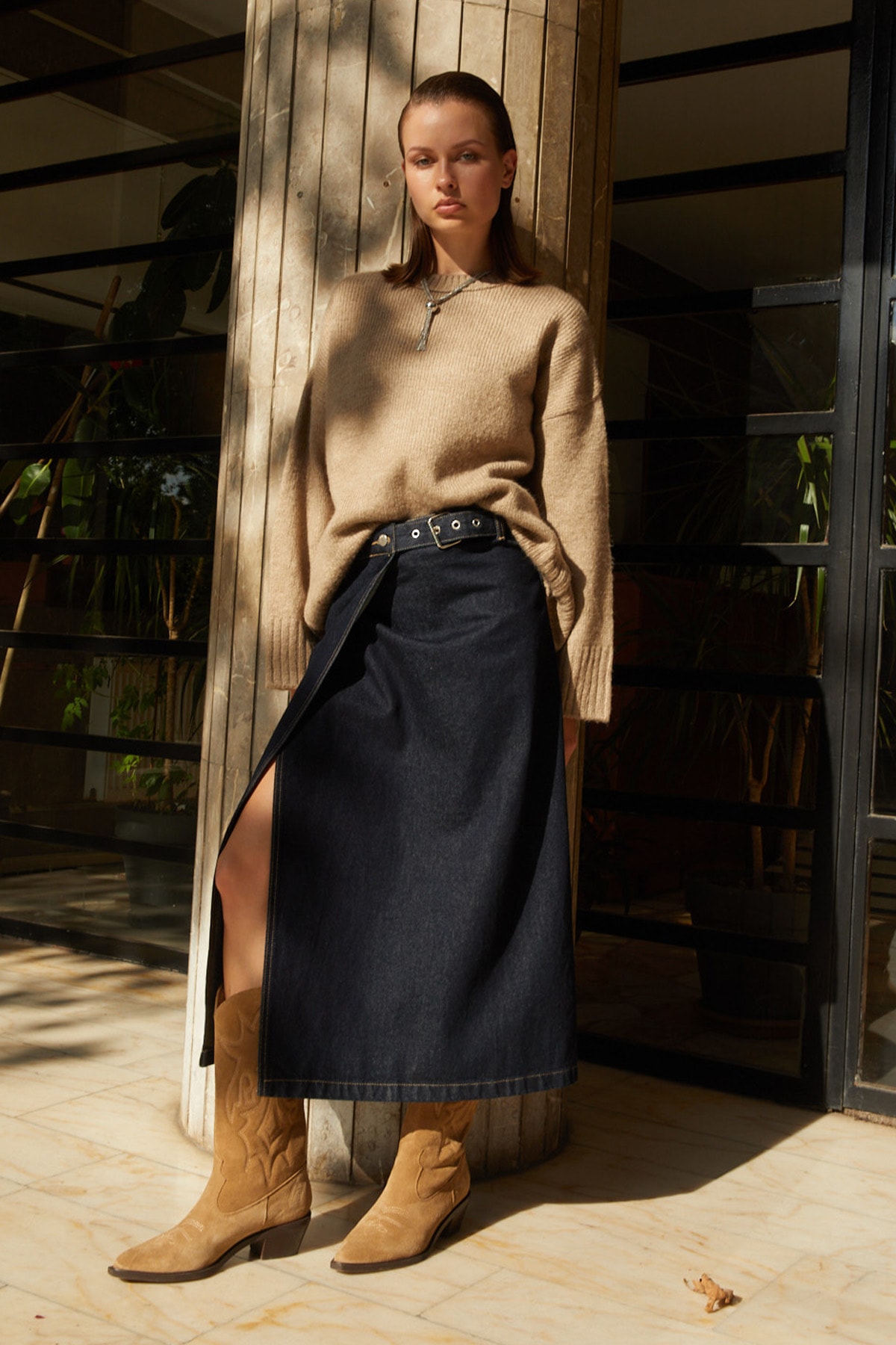 Kadın Yan Tokalı Anvalop Jean Etek