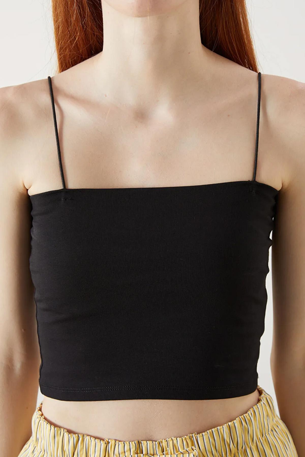 Kadın Spagetti Askılı İçi Gloplu Full Licra Atlet