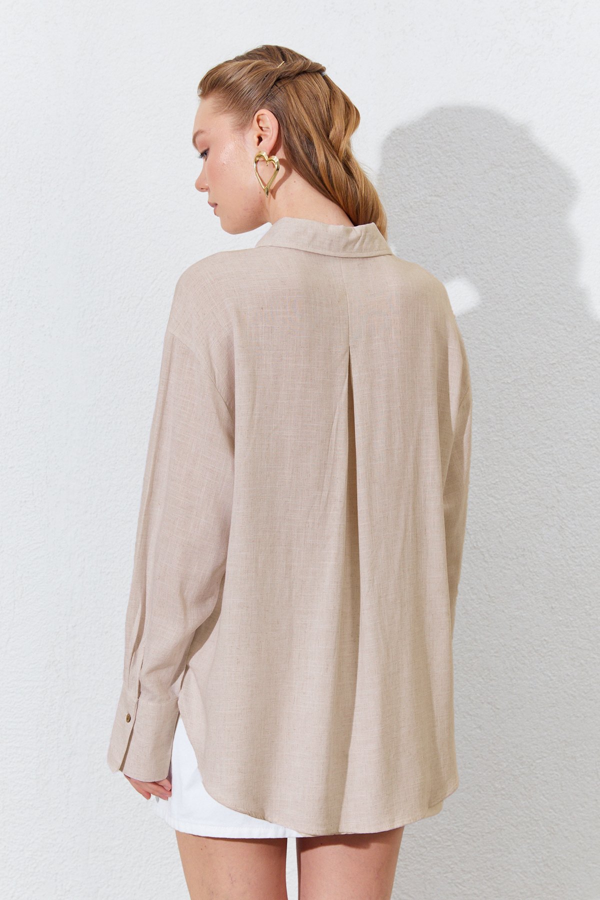 Kadın Oversize Keten Gömlek