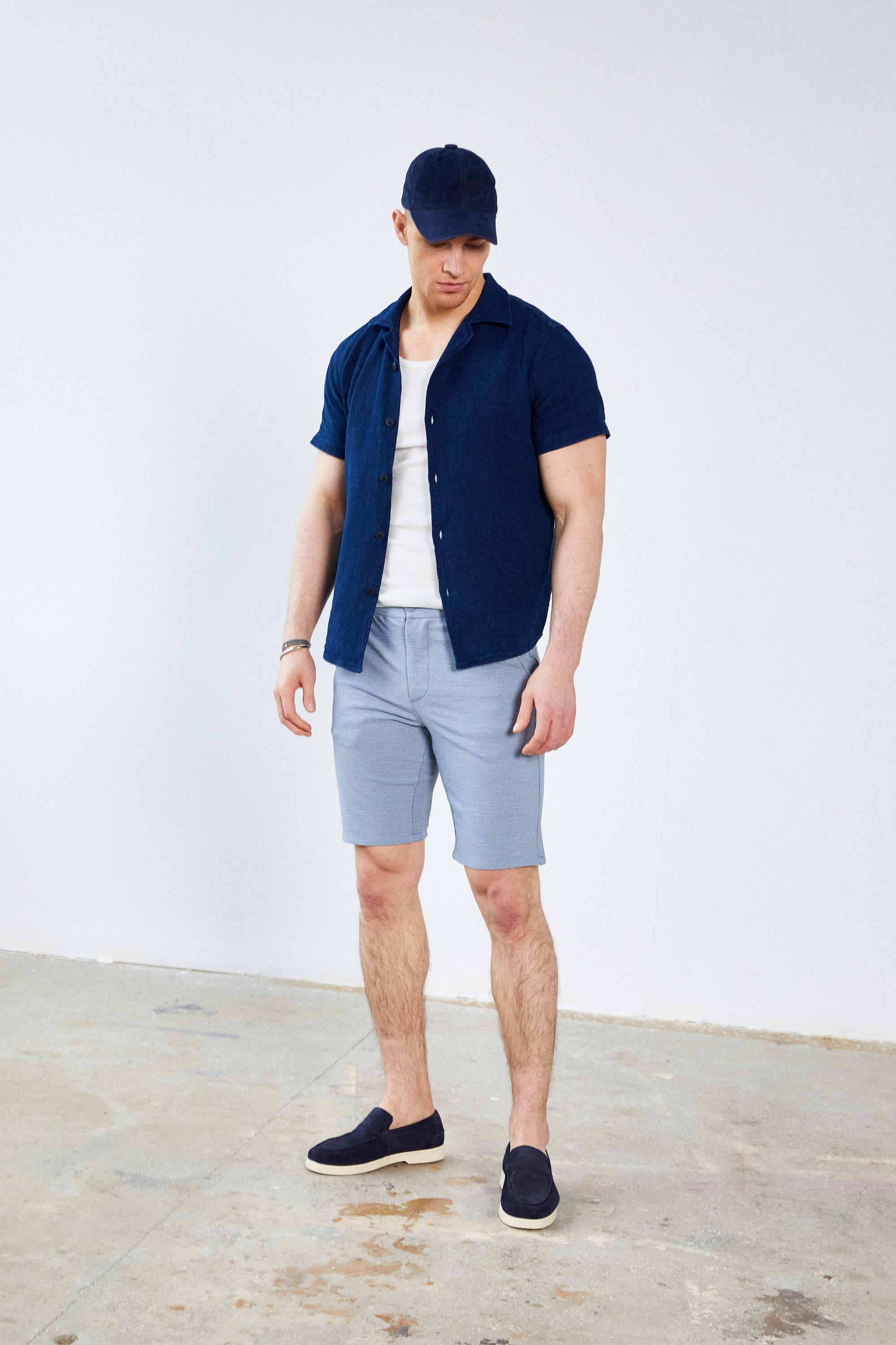Erkek Beli Yarım Lastikli Pamuk Şantuk Jogger Şort