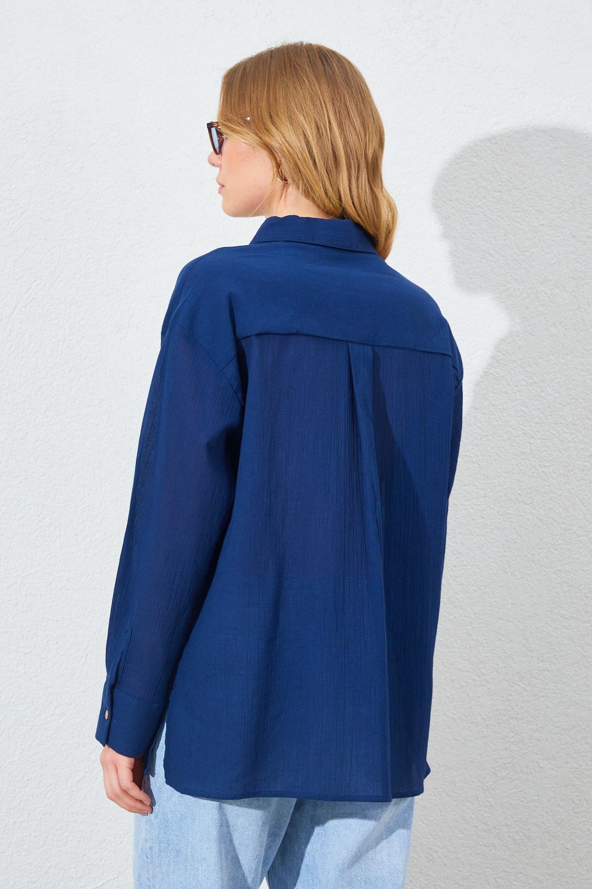 Kadın Krınkıl Oversize Gömlek