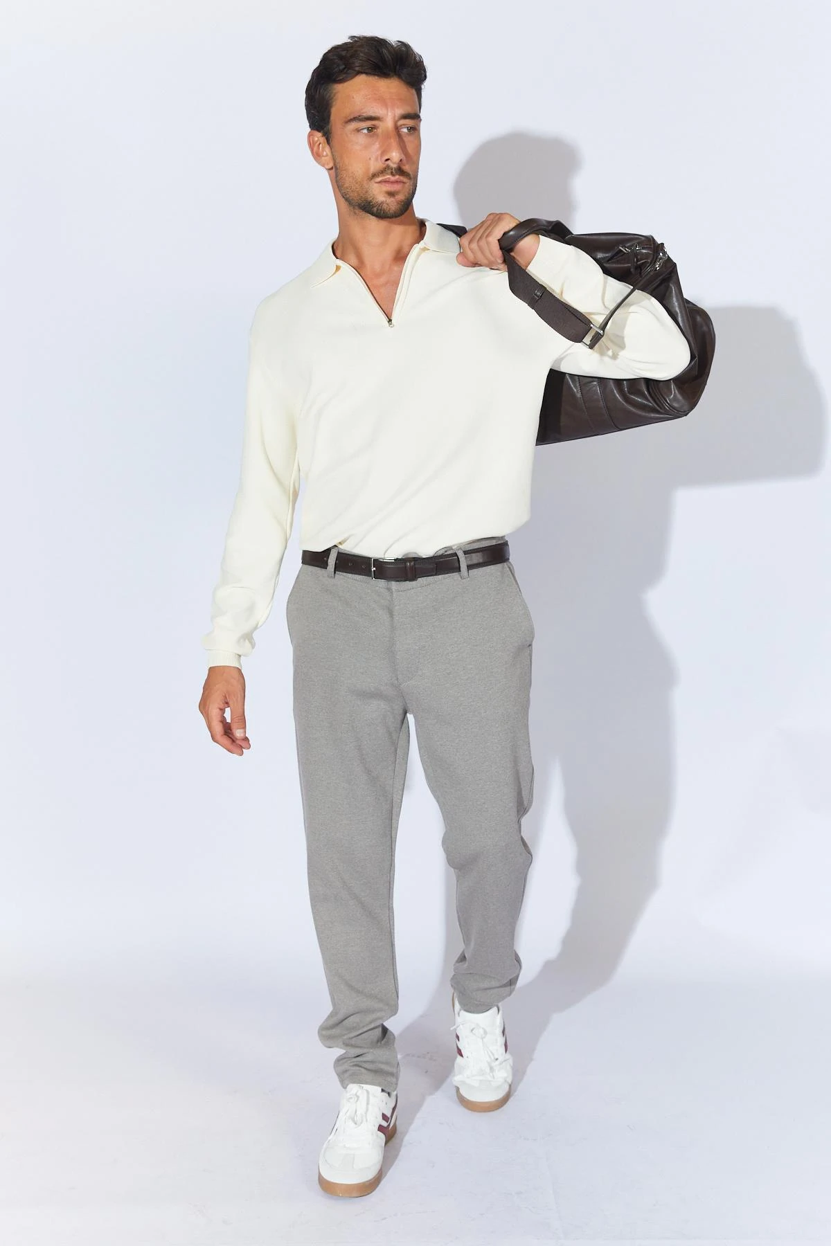 Erkek Ayaklı Yaka Fermuarlı Pike Örgü Basic Triko