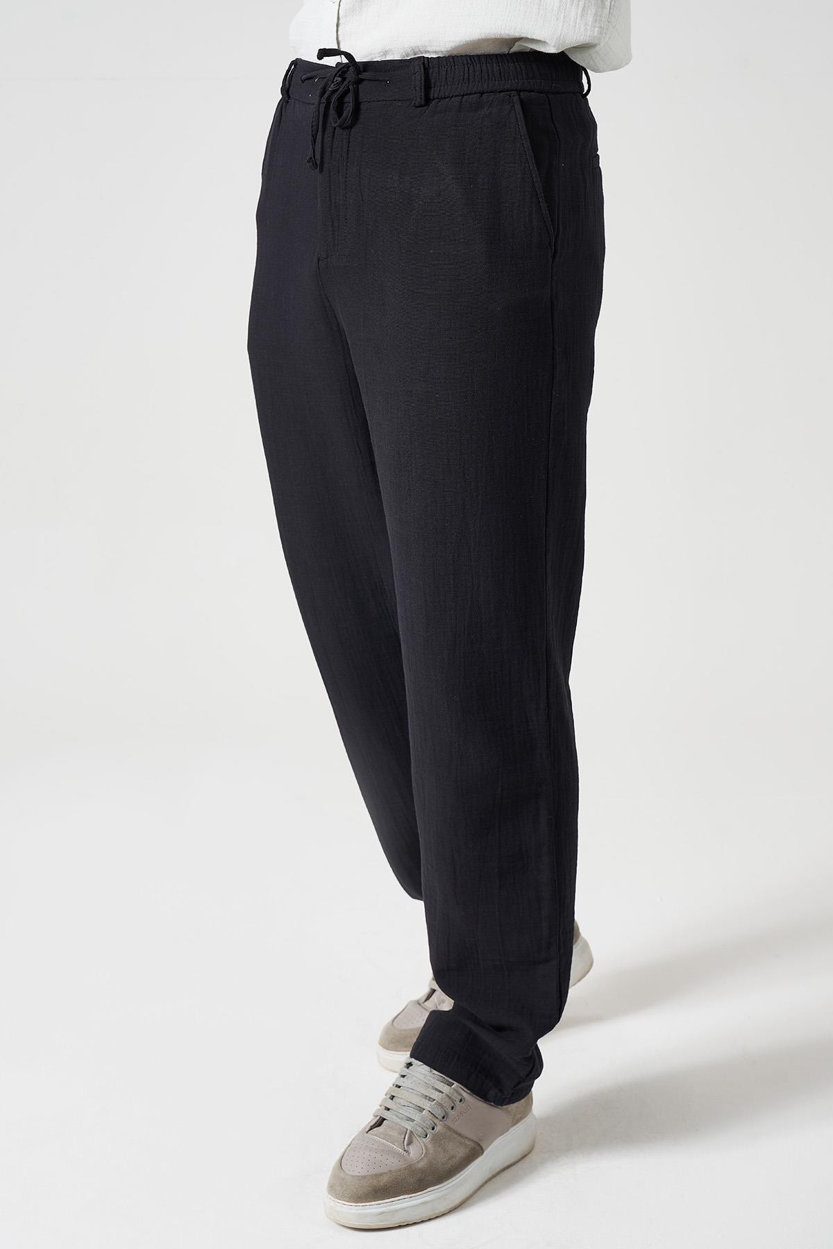 Erkek Beli Lastikli Baggy Müslin Heavy Marlin  Pantolon