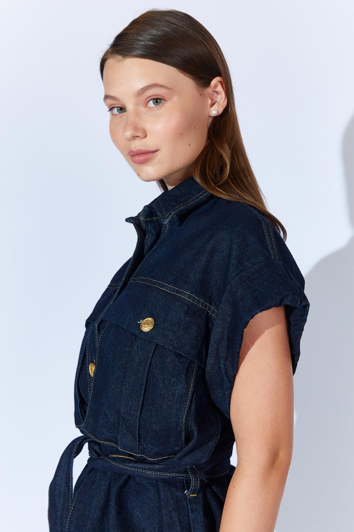 Kadın Kol Katlamali Kuşakli Ci̇tf Cepli̇ Yelek