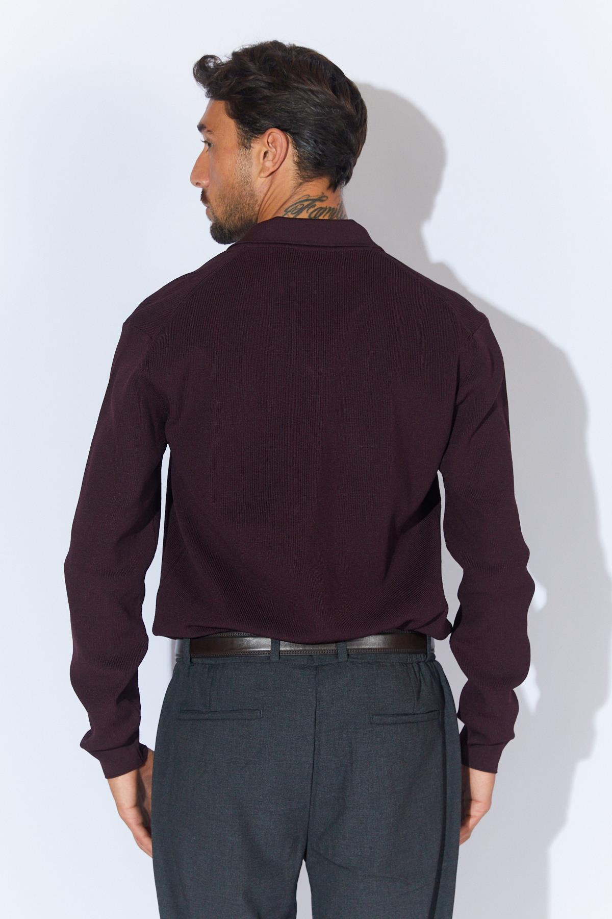 Erkek Ayaklı V Yaka Fitilli Basic Triko