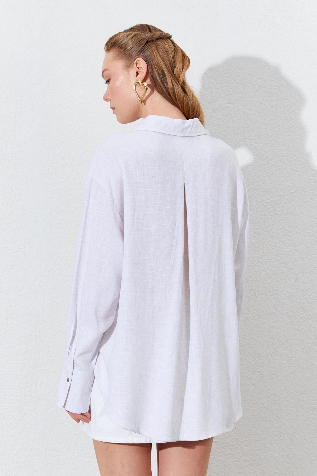 Kadın Oversize Keten Gömlek