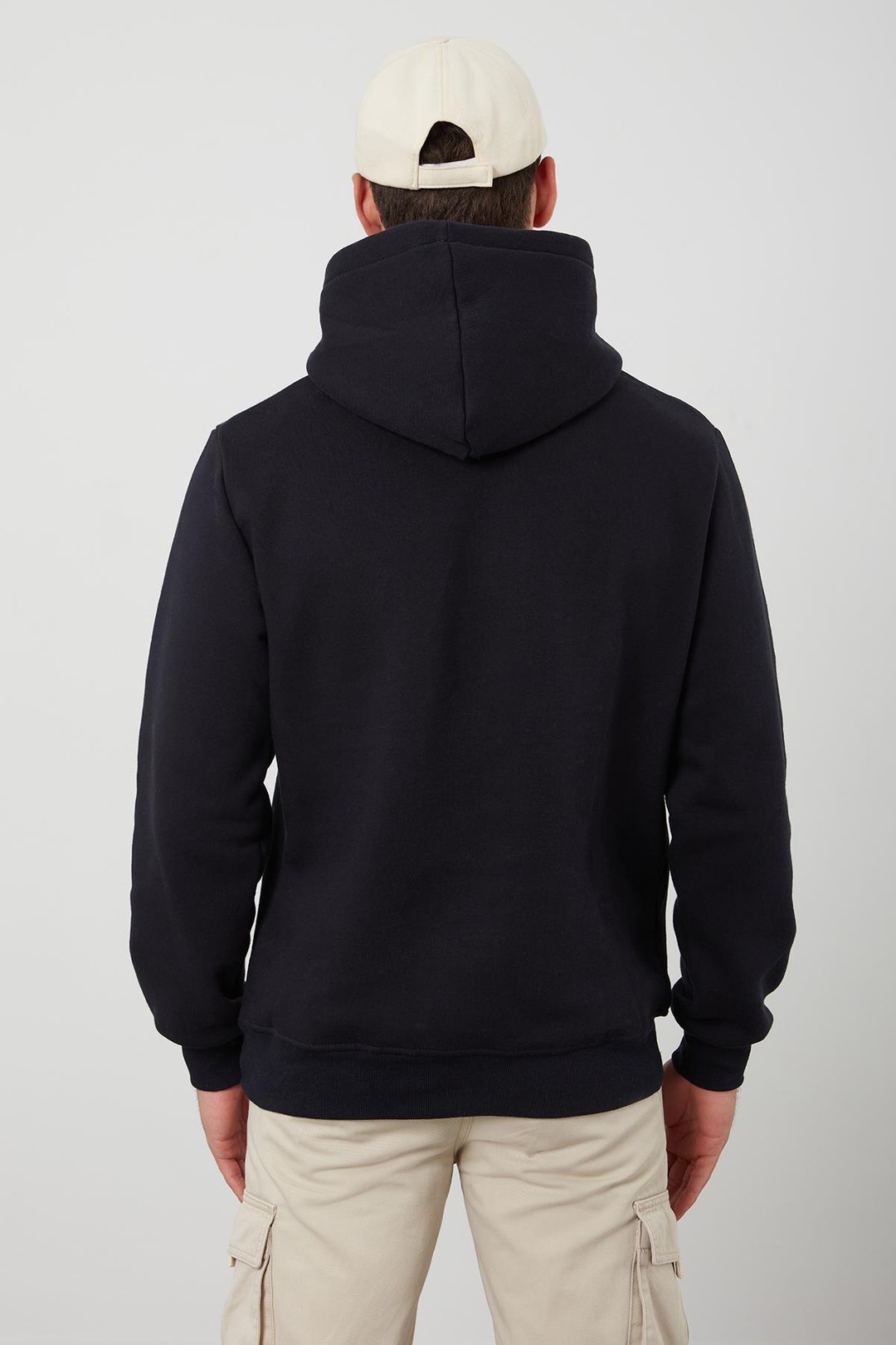 Erkek Kapüşonlu Kanguru Cepli Şardonlu Basic Sweatshirt