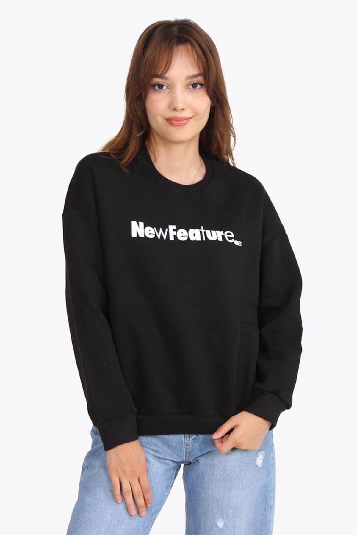 Kadın New Feature Baskılı Üç İplik Basic Sweatshirt