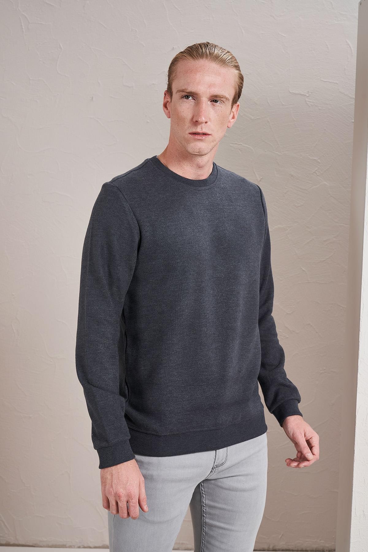 Erkek (2304)Bisiklet Yaka Basic Selanik Sweatshirt