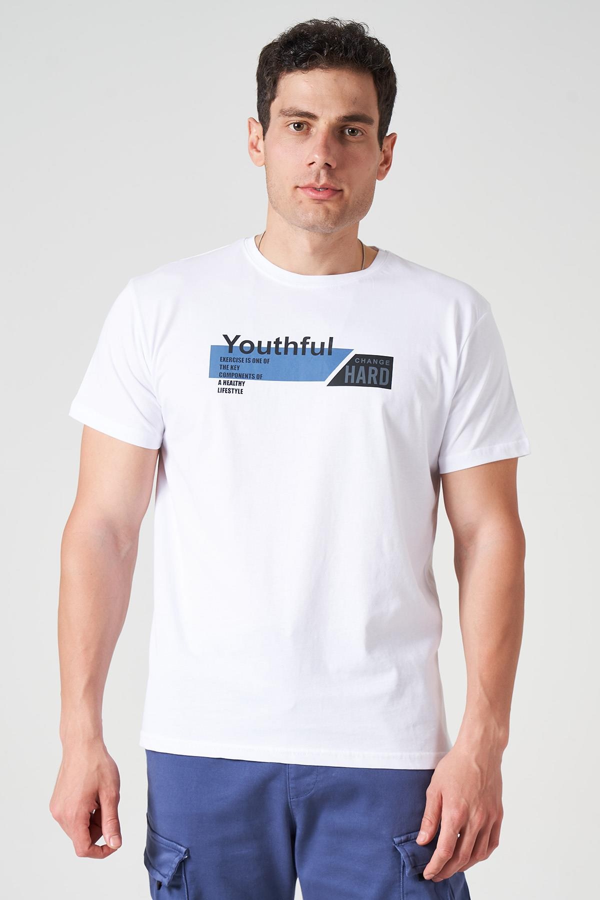 Erkek Bisiklet Yaka YOUTHFUL Baskı Tişört