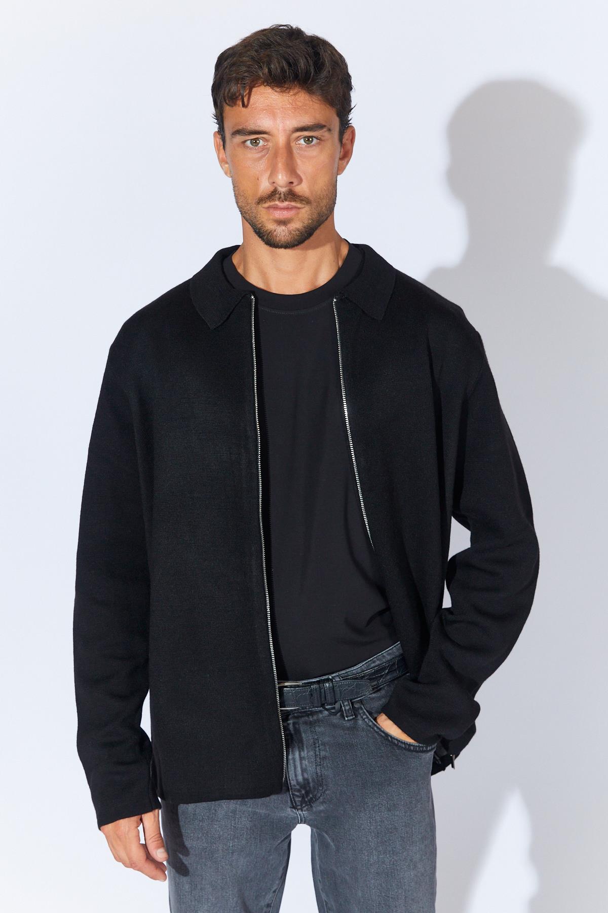 Erkek Double Face Akrilik Fermuarlı Hırka