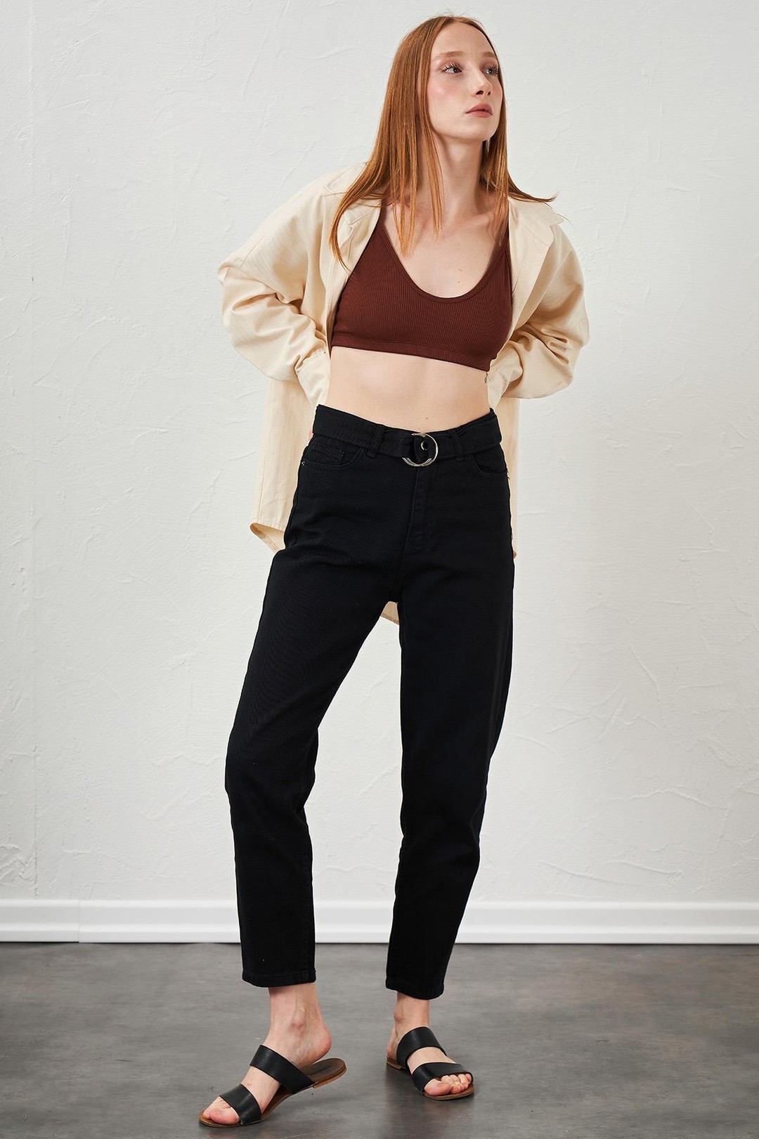 Kadın Oversize Basic Balık Sırtı Gabardin Gömlek