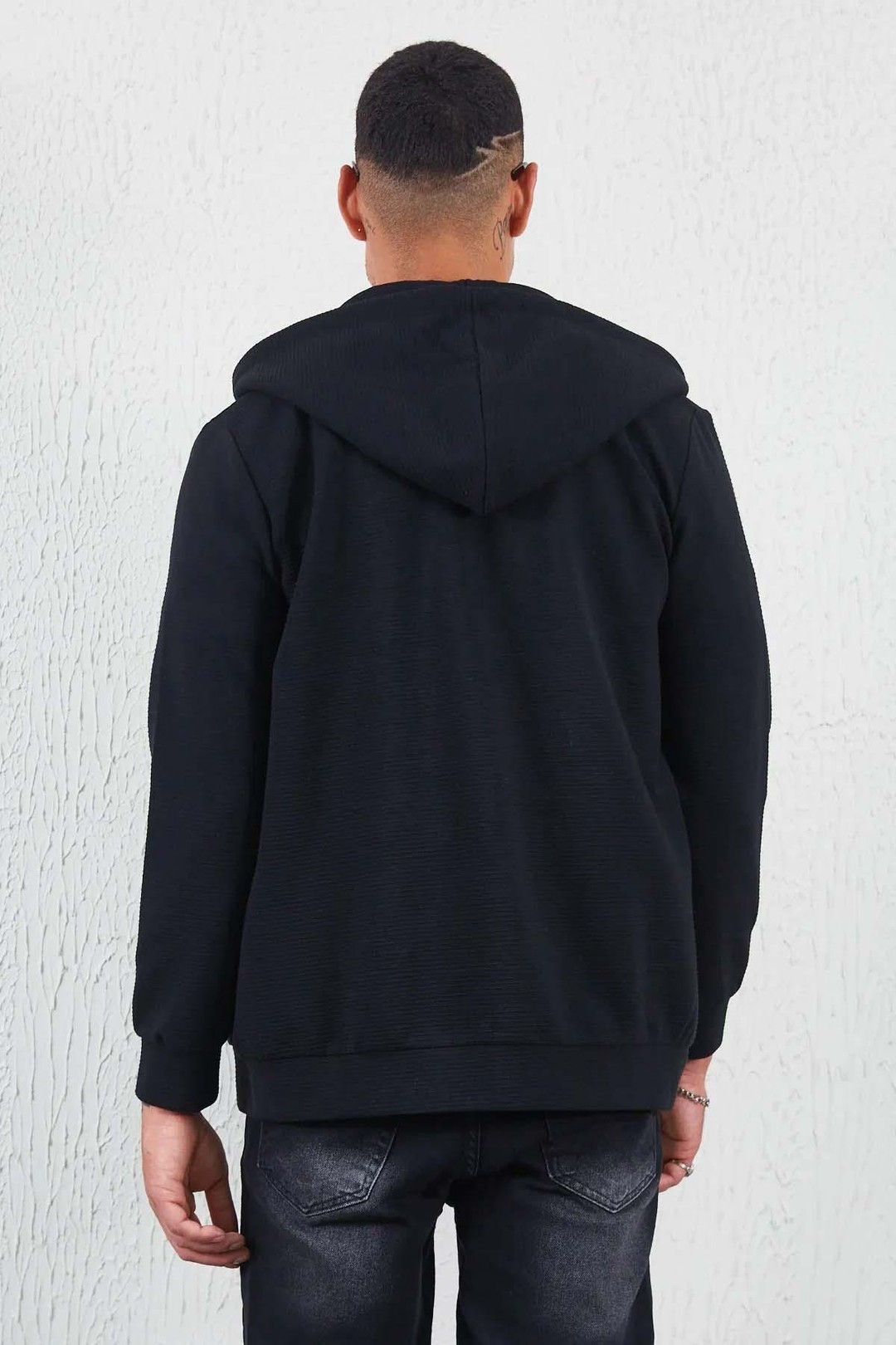 Erkek Kapüşonlu Kanguru Cepli Fitilli Bomber Sweatshirt