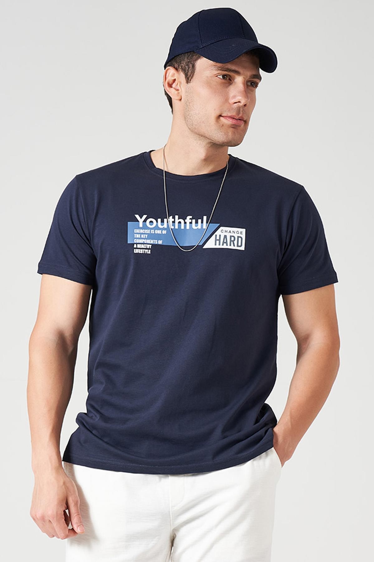 Erkek Bisiklet Yaka YOUTHFUL Baskı Tişört