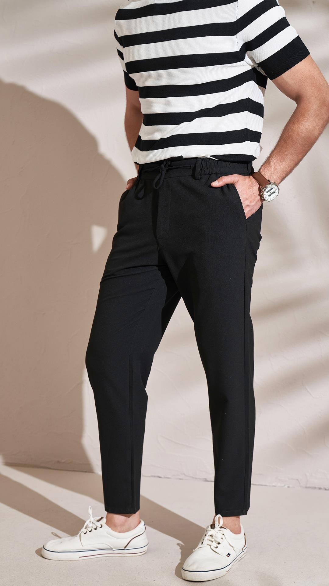Erkek Beli Yarım Lastikli Aspendos Gofre Pantolon