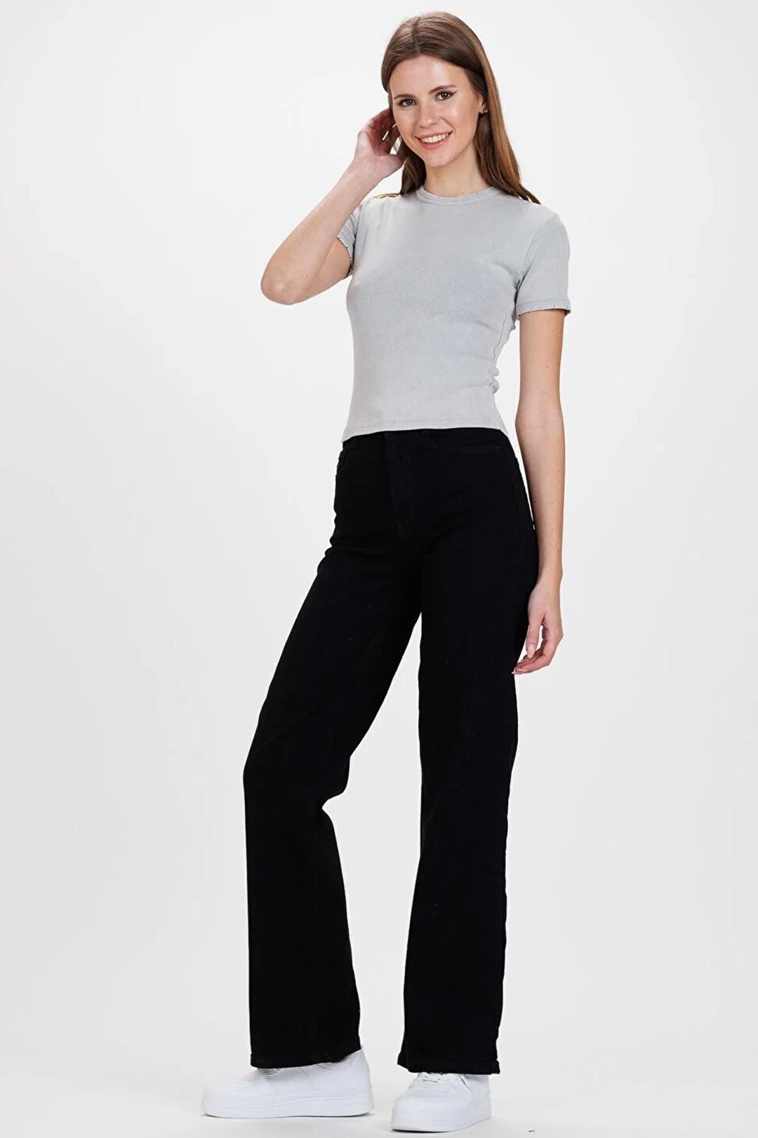 Kadın Yıkamalı Yıpratmalı Kaşkorse Crop Tişört