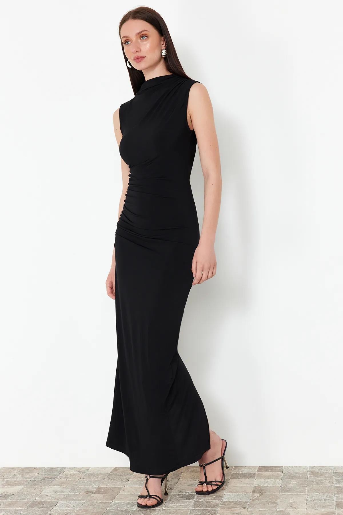 Kadın Drape Detaylı Midi Boy Elbise