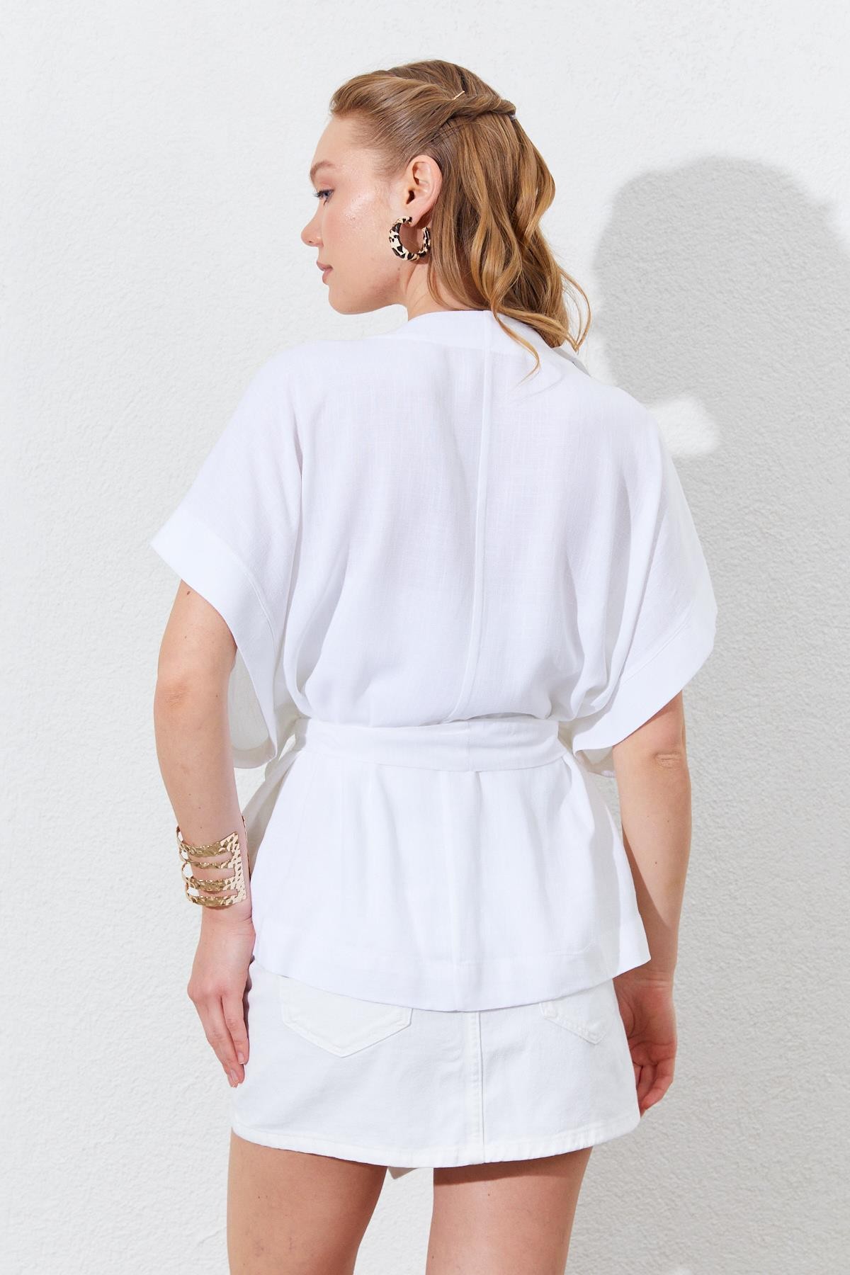 Kadın Düşük Kol Kuşaklı Kimono