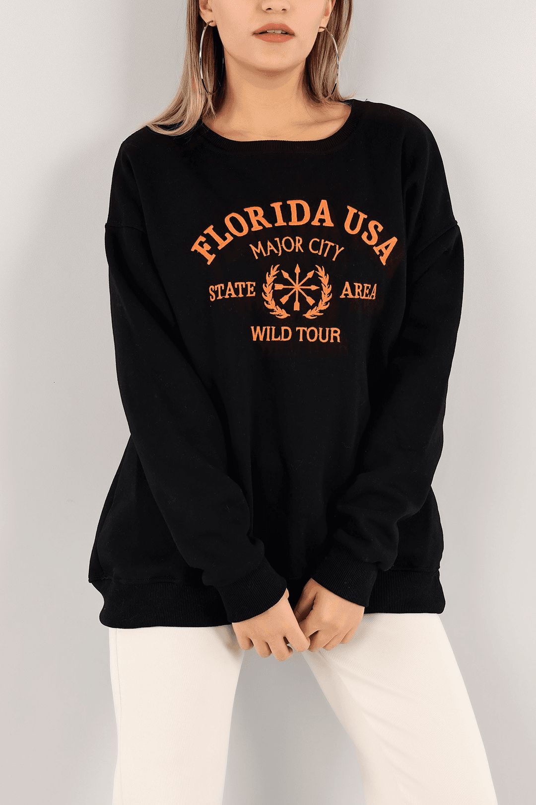 Kadın Florida Usa Nakışlı Üç İplik Sweatshirt