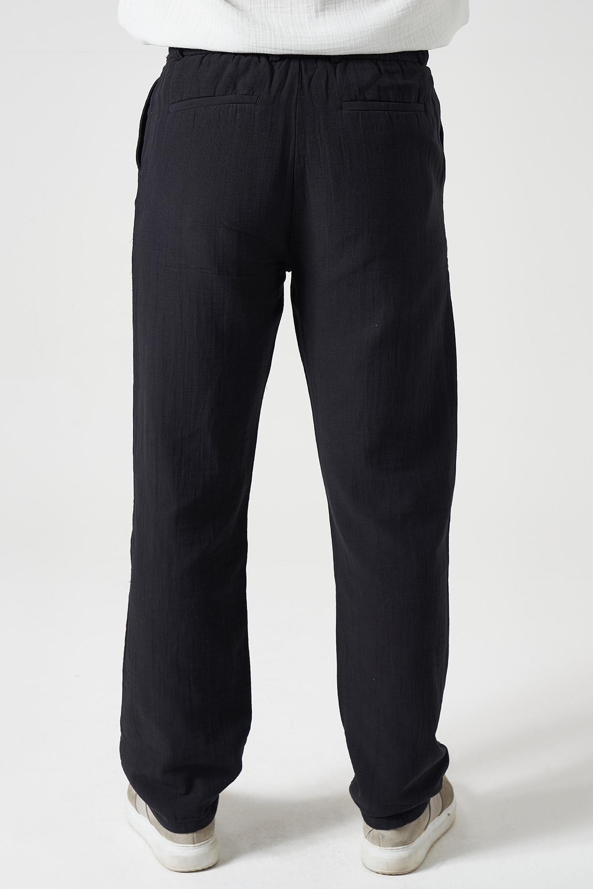 Erkek Beli Lastikli Baggy Müslin Heavy Marlin  Pantolon