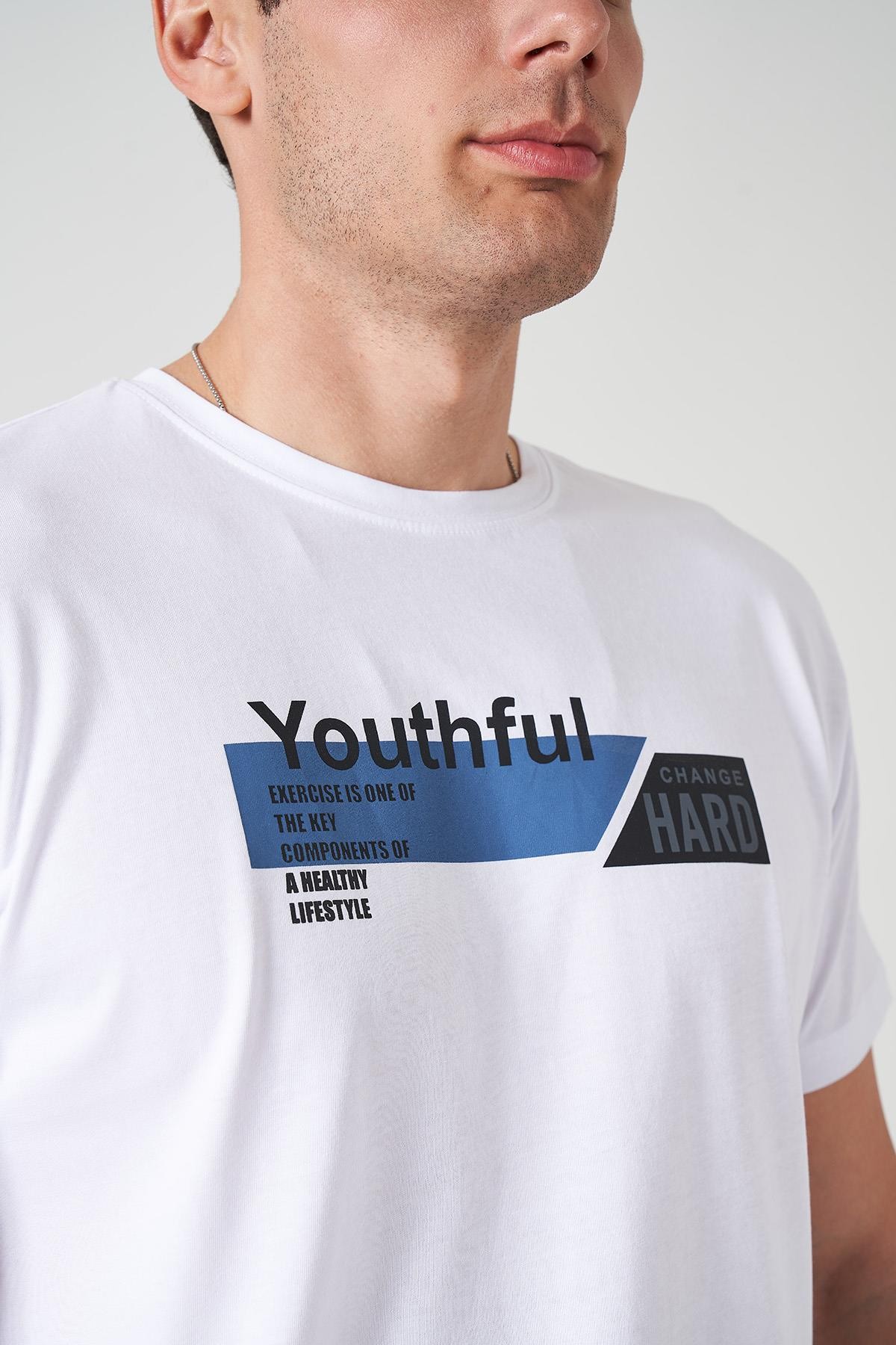 Erkek Bisiklet Yaka YOUTHFUL Baskı Tişört