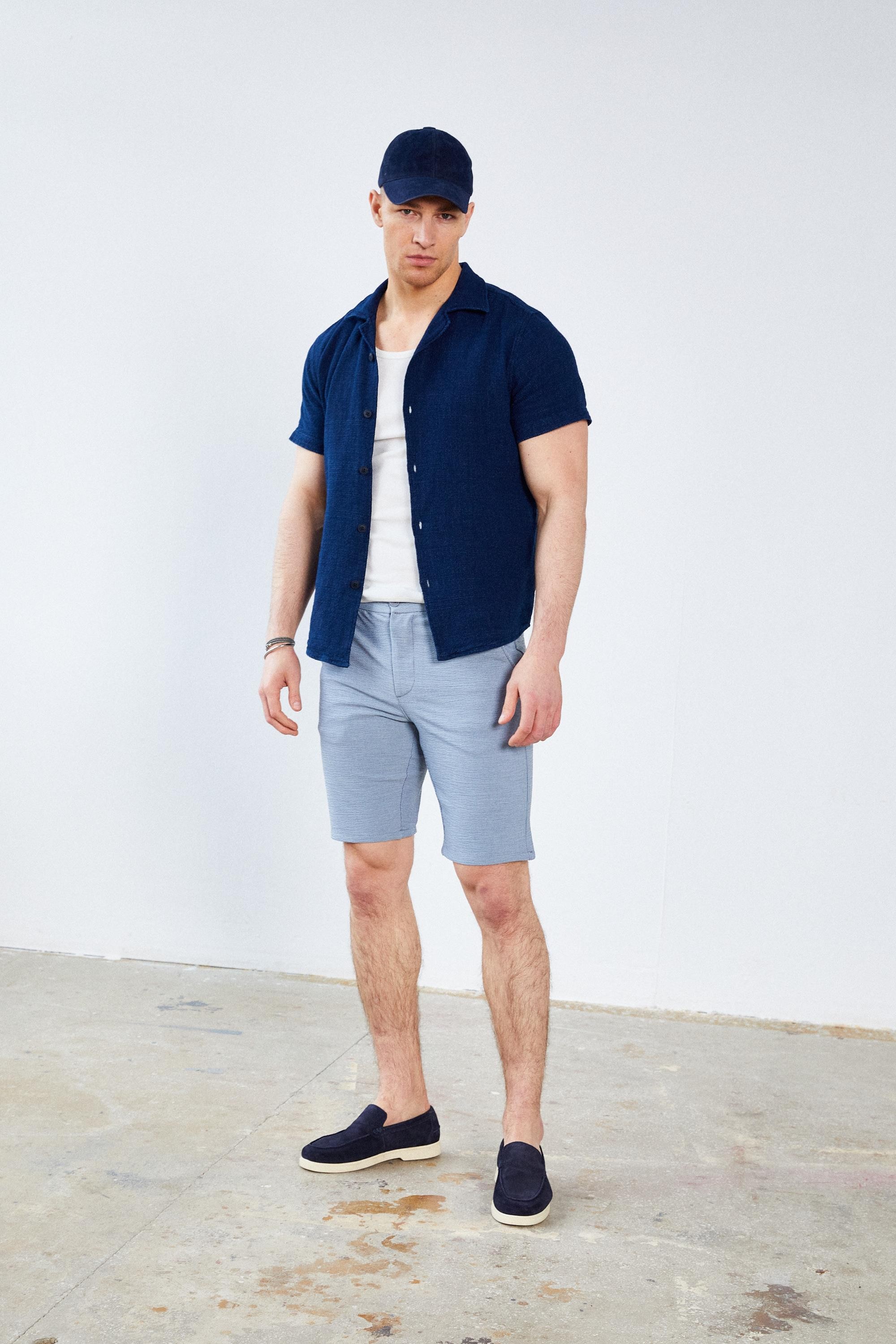 Erkek Beli Yarım Lastikli Pamuk Şantuk Jogger Şort