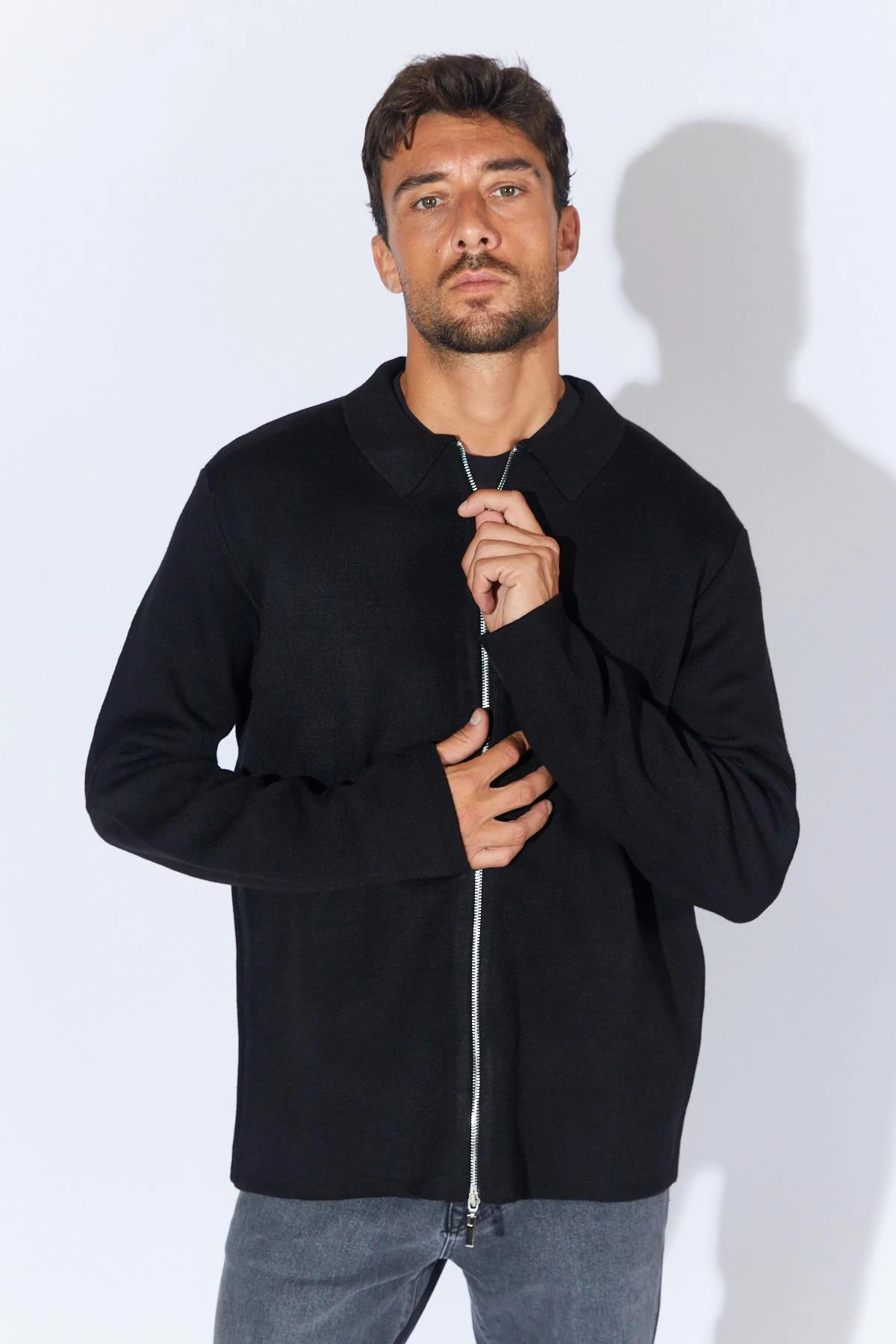 Erkek Double Face Akrilik Fermuarlı Hırka