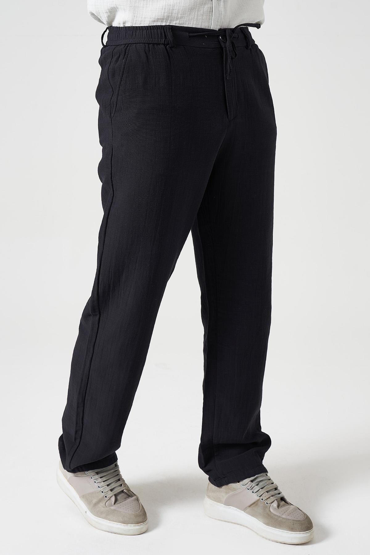Erkek Beli Lastikli Baggy Müslin Heavy Marlin  Pantolon