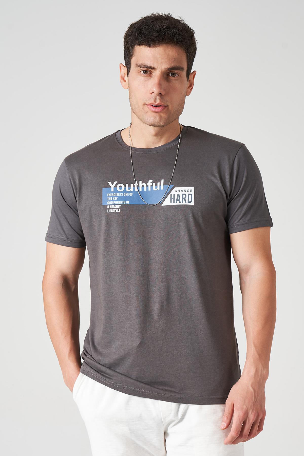 Erkek Bisiklet Yaka YOUTHFUL Baskı Tişört