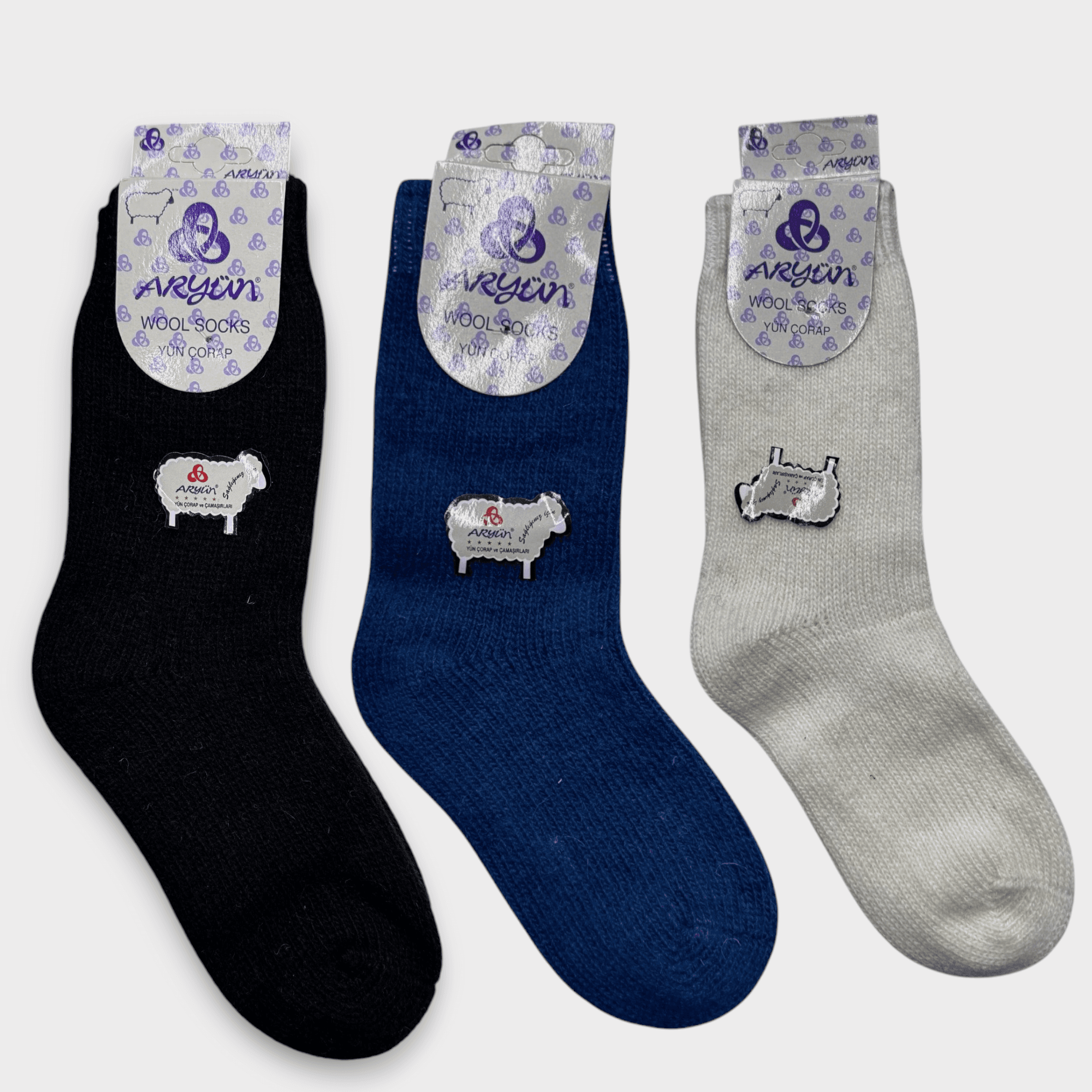 ARYUN Boy's Wool Socks 100% Wool Seamless 3 Pieces