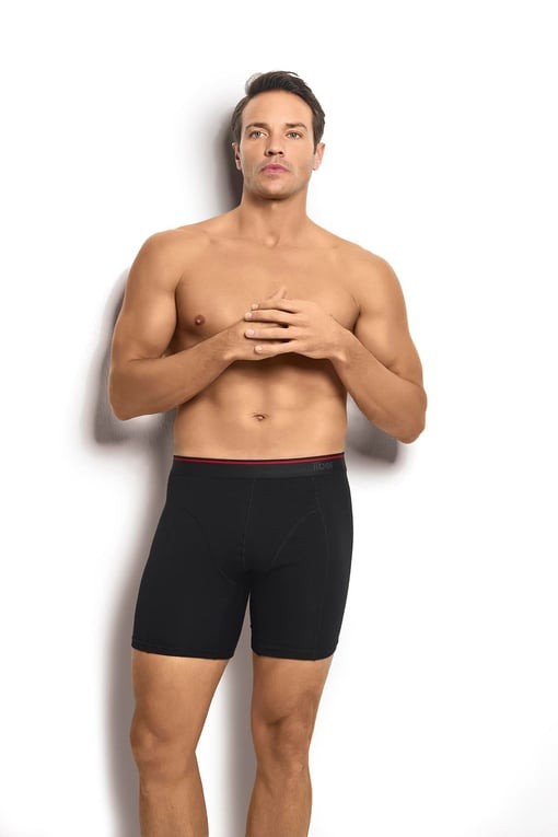 Jiber Erkek Uzun Siyah Pamuklu Likralı 3 Lü Boxer