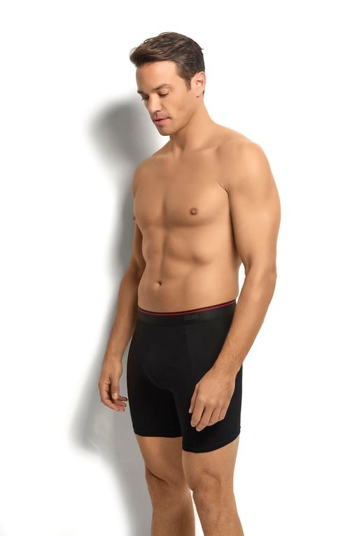 Jiber Erkek Uzun Siyah Pamuklu Likralı 3 Lü Boxer