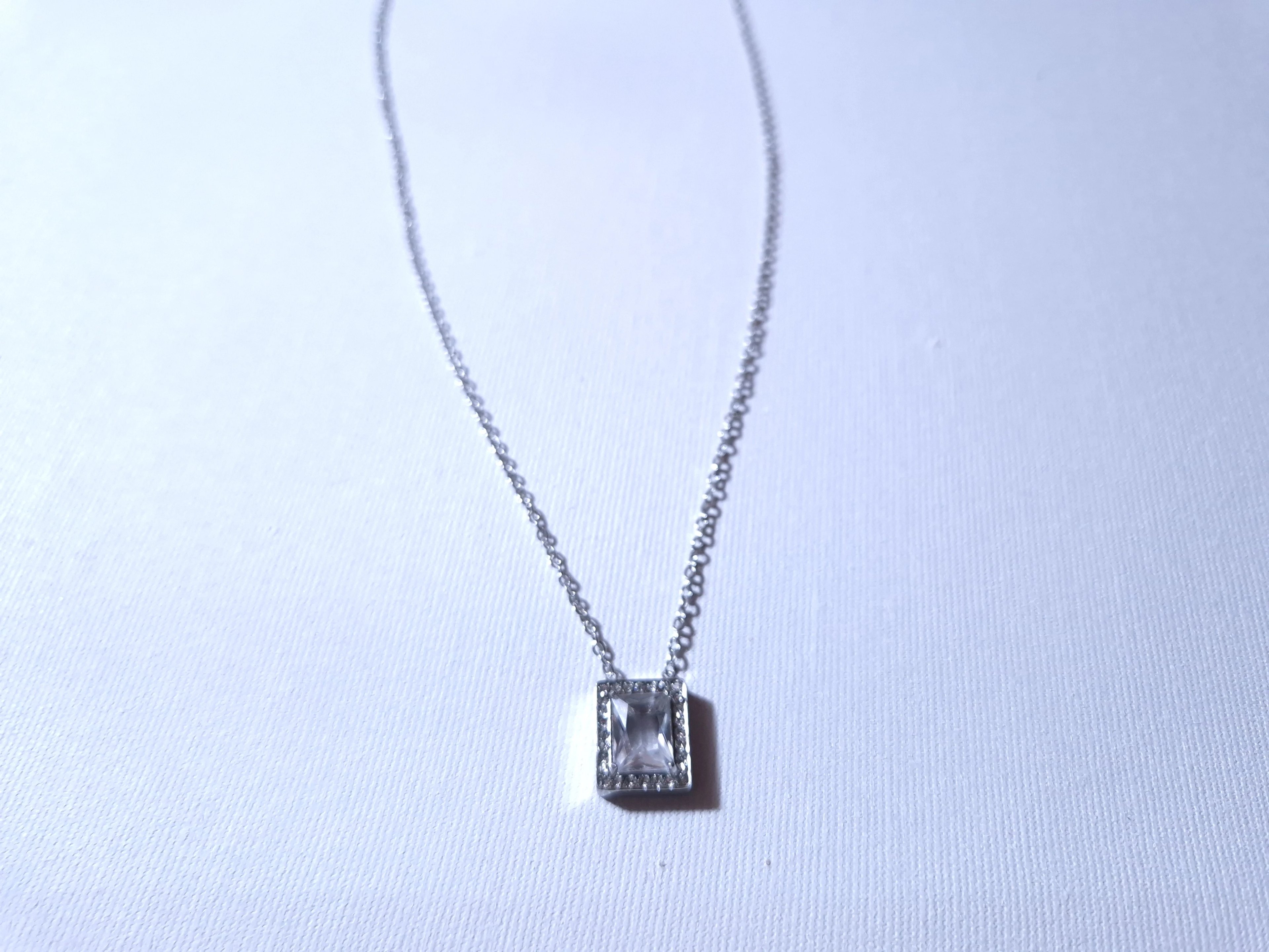 Swarovski Taşlı Baget Paslanmaz Çelik Kolye