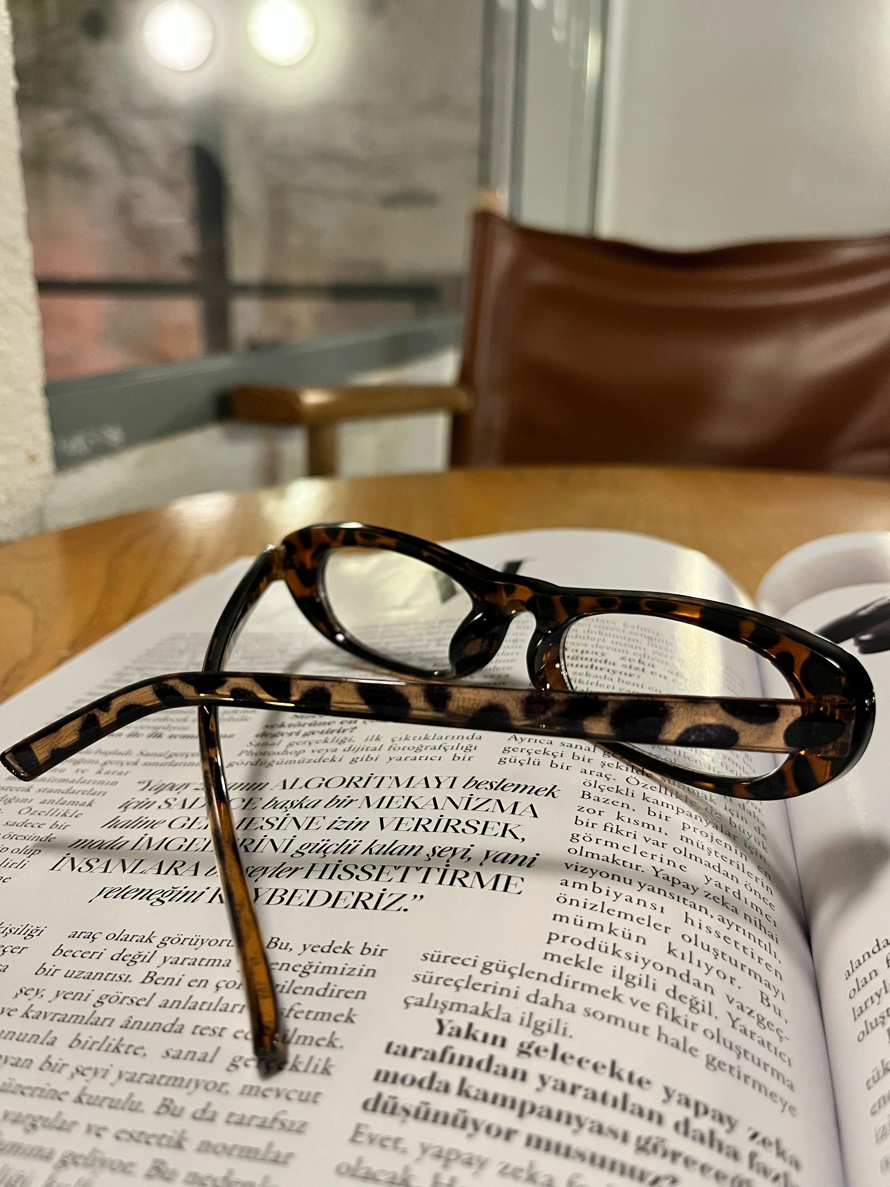Seraphine Vintage Leopar Desenli Oval Optik Uyumlu Blue Block Gözlük Kahverengi