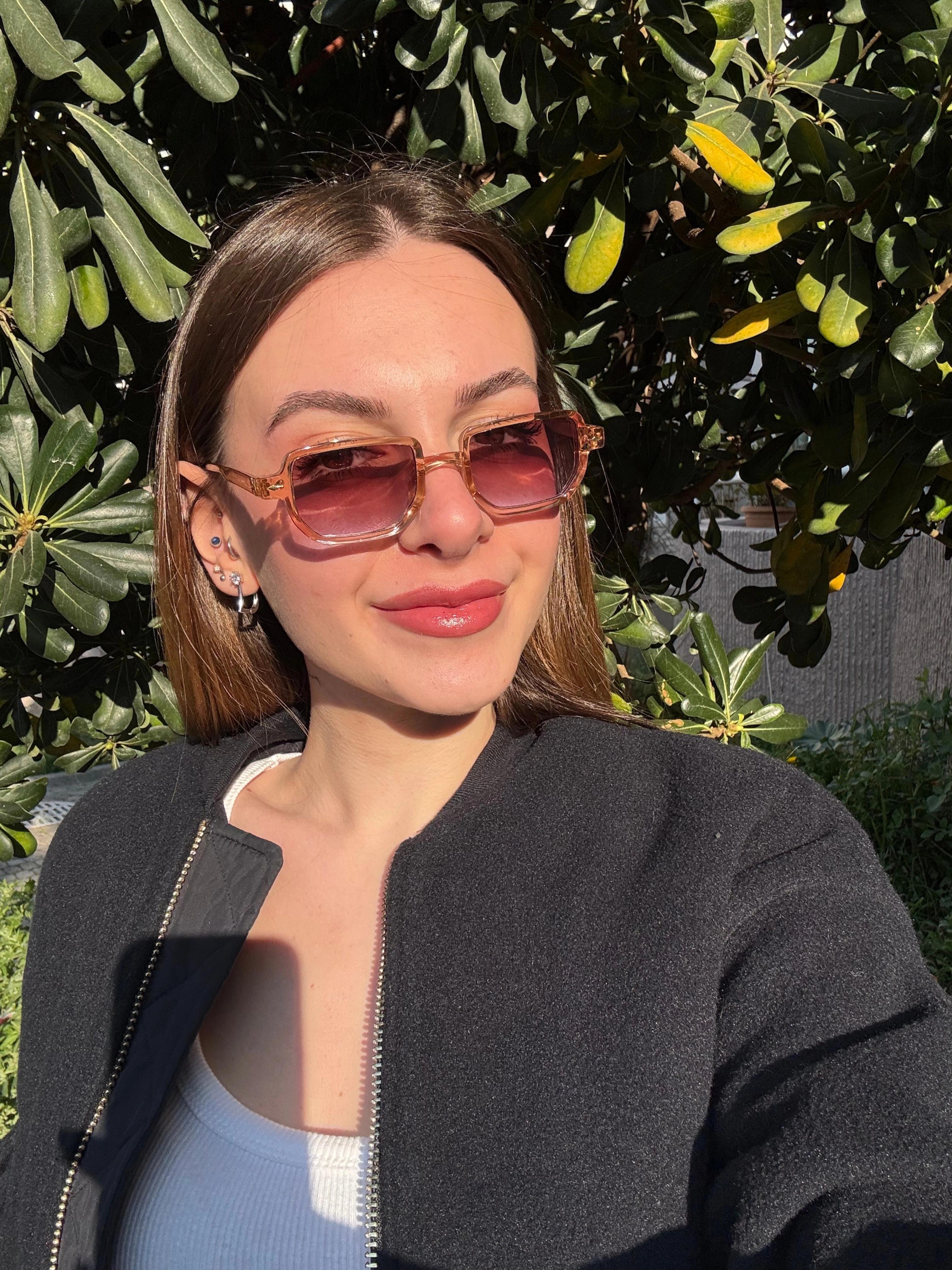 Chloe Şeffaf Nude Yeni Sezon Dikdörtgen Güneş Gözlüğü