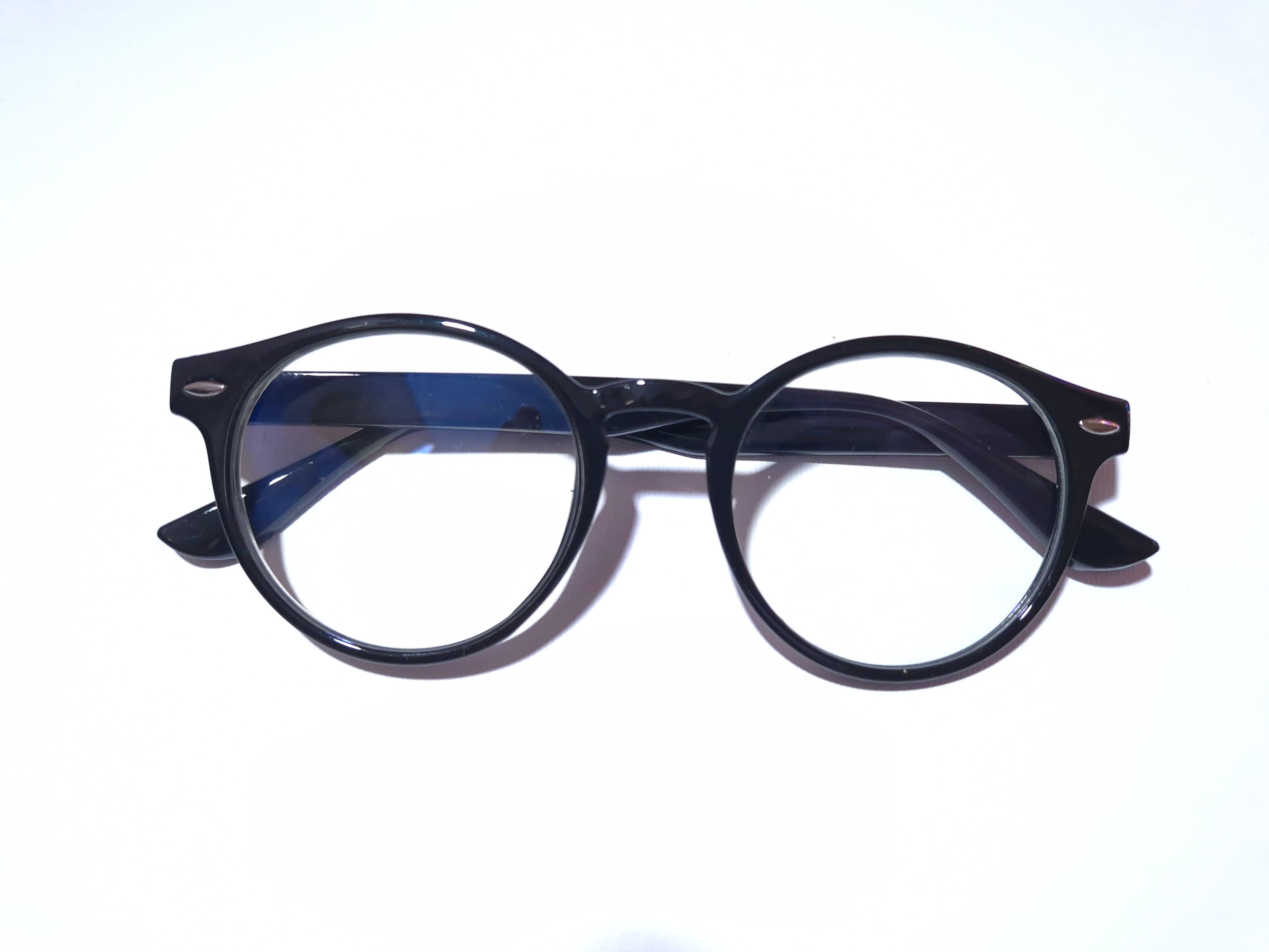 Lara Yuvarlak Vintage Optik Uyumlu Blue Block Mavi Işık Koruyucu Gözlük Parlak Siyah